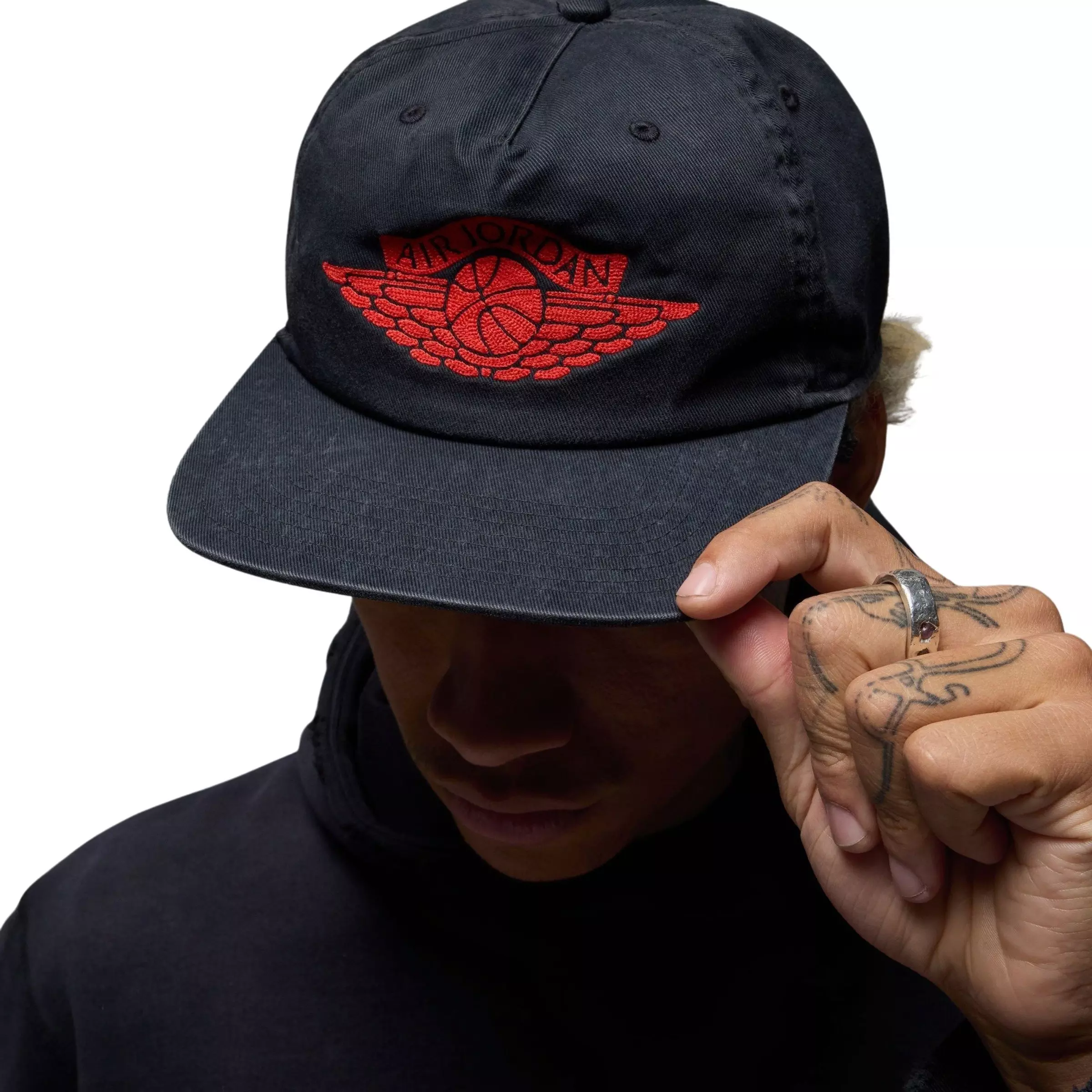 Jordan Pro Logo Adjustable Cap-Black/Chile Red - BLACK