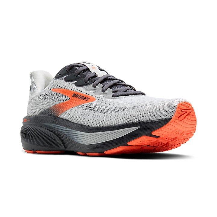 Brooks Ghost 17 "Oyster Mushroom/Orange/Ebony" Men's Running Shoe - GREY/ORANGE Thumbnail View 3
