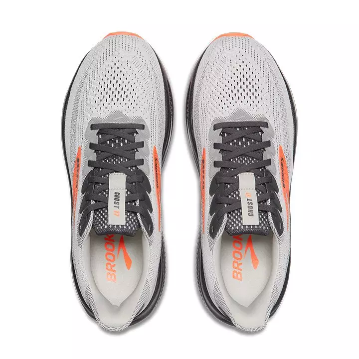 Brooks Ghost 17 "Oyster Mushroom/Orange/Ebony" Men's Running Shoe - GREY/ORANGE