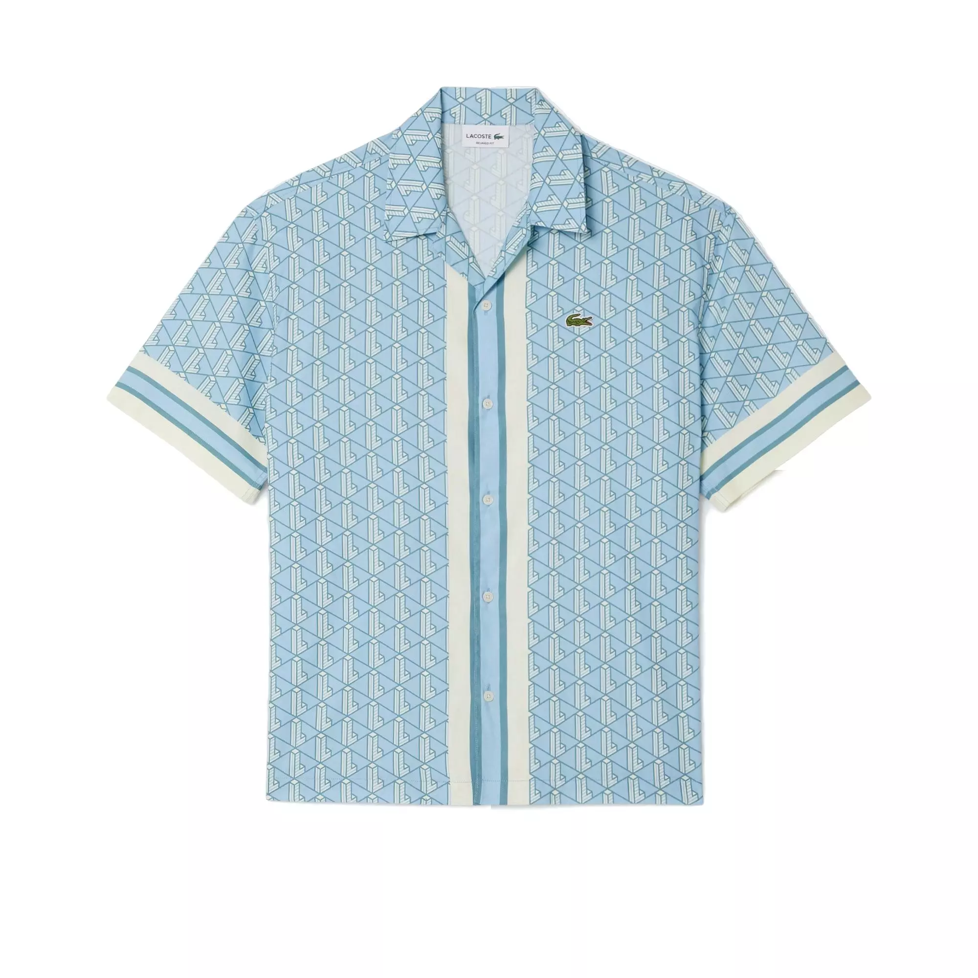 Lacoste Men's Monogram Camp Shirt - Light Blue - LT BLUE