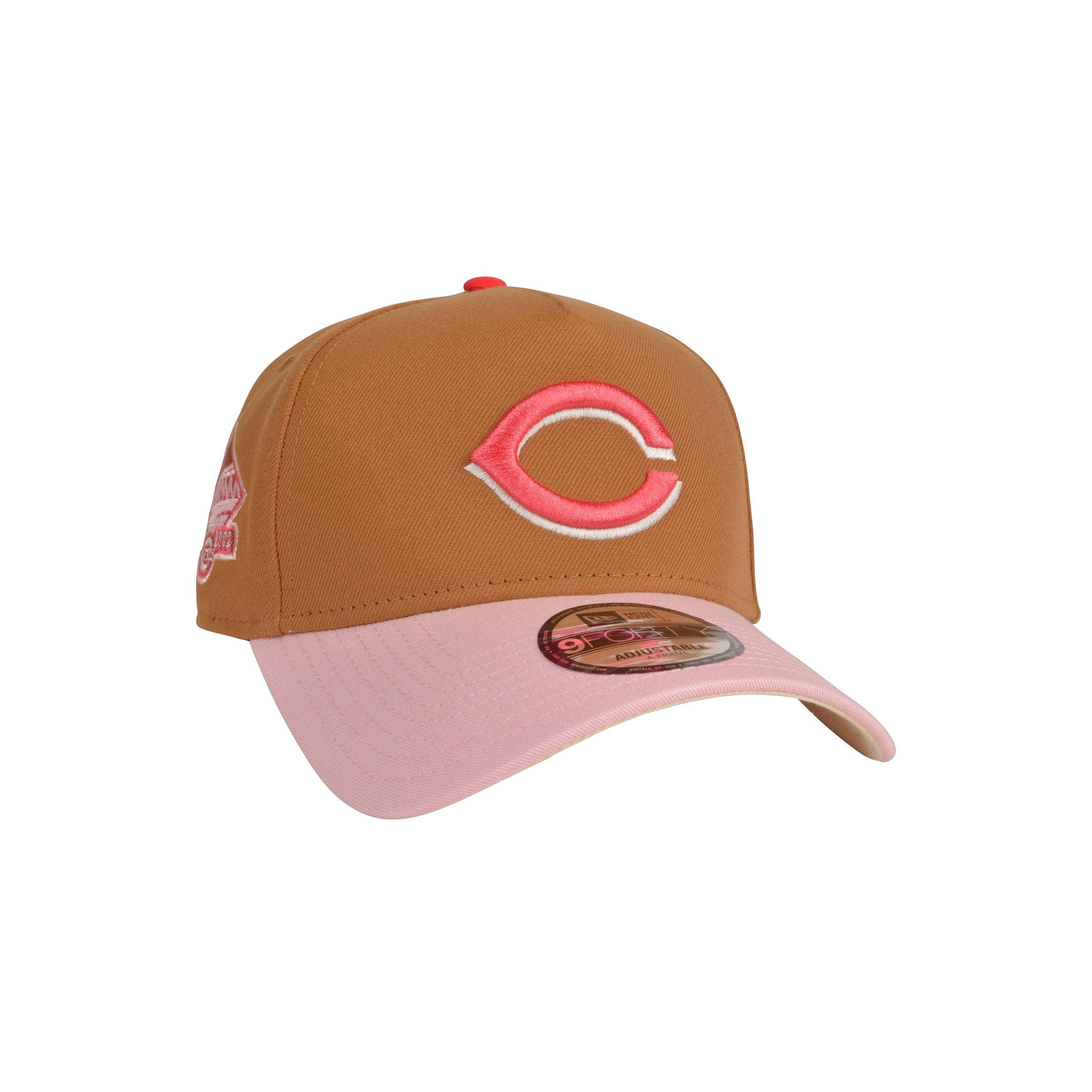 Men's New Era Cincinnati Reds 9FORTY A Frame Snapback-Wheat/Pink