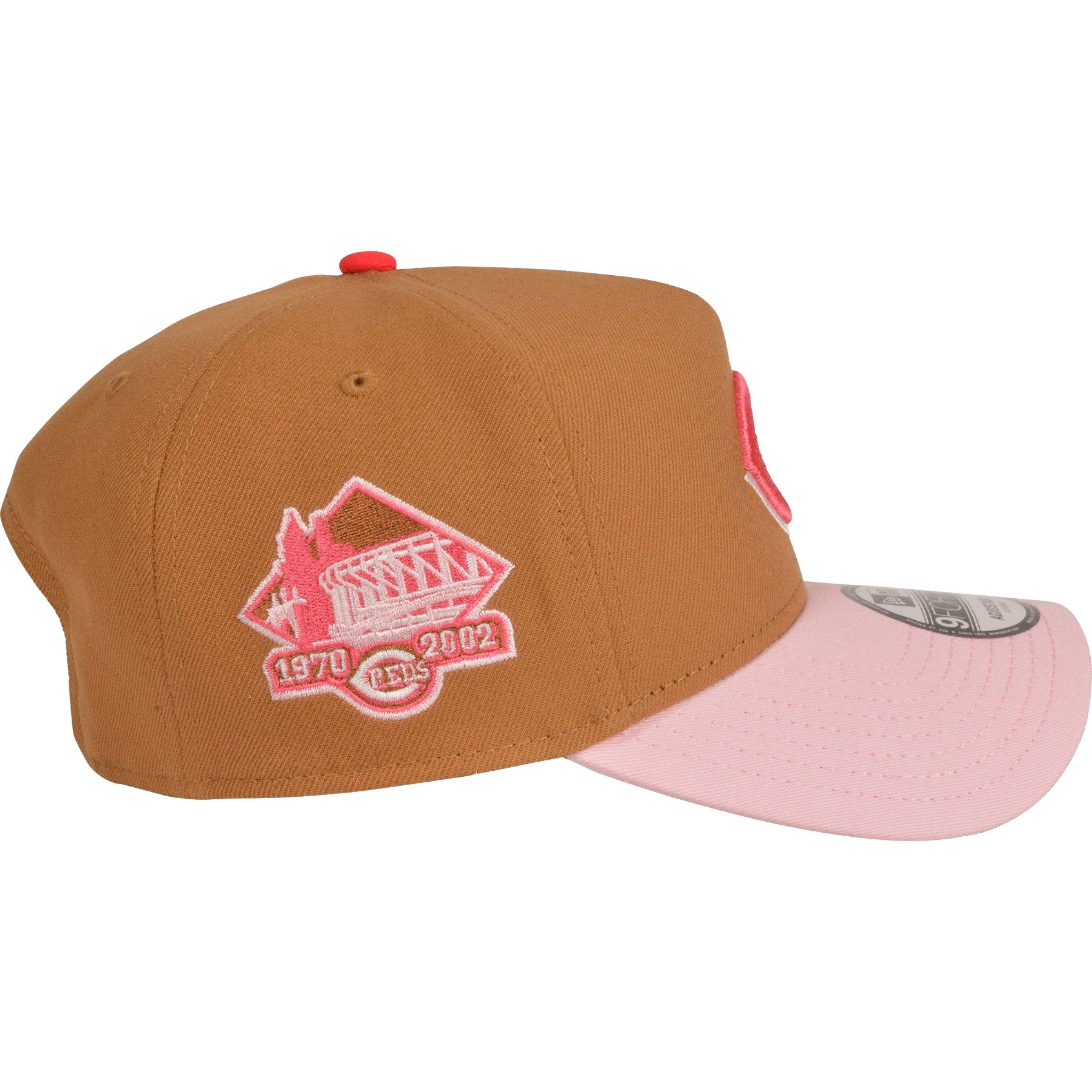 Men's New Era Cincinnati Reds 9FORTY A Frame Snapback-Wheat/Pink