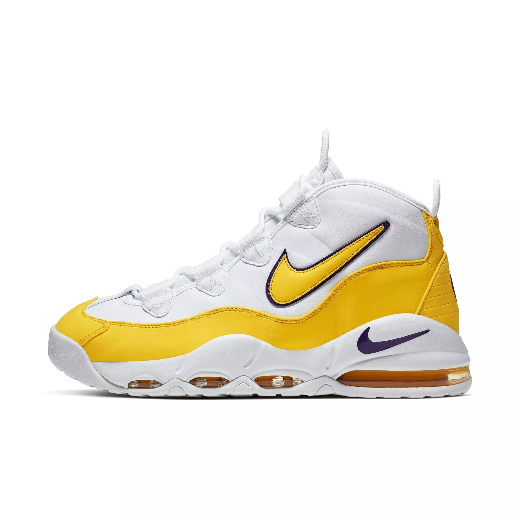 Nike Air Max Uptempo '95 "Lakers" Men's Shoe - WHITE/AMARILLO/COURT PURPLE