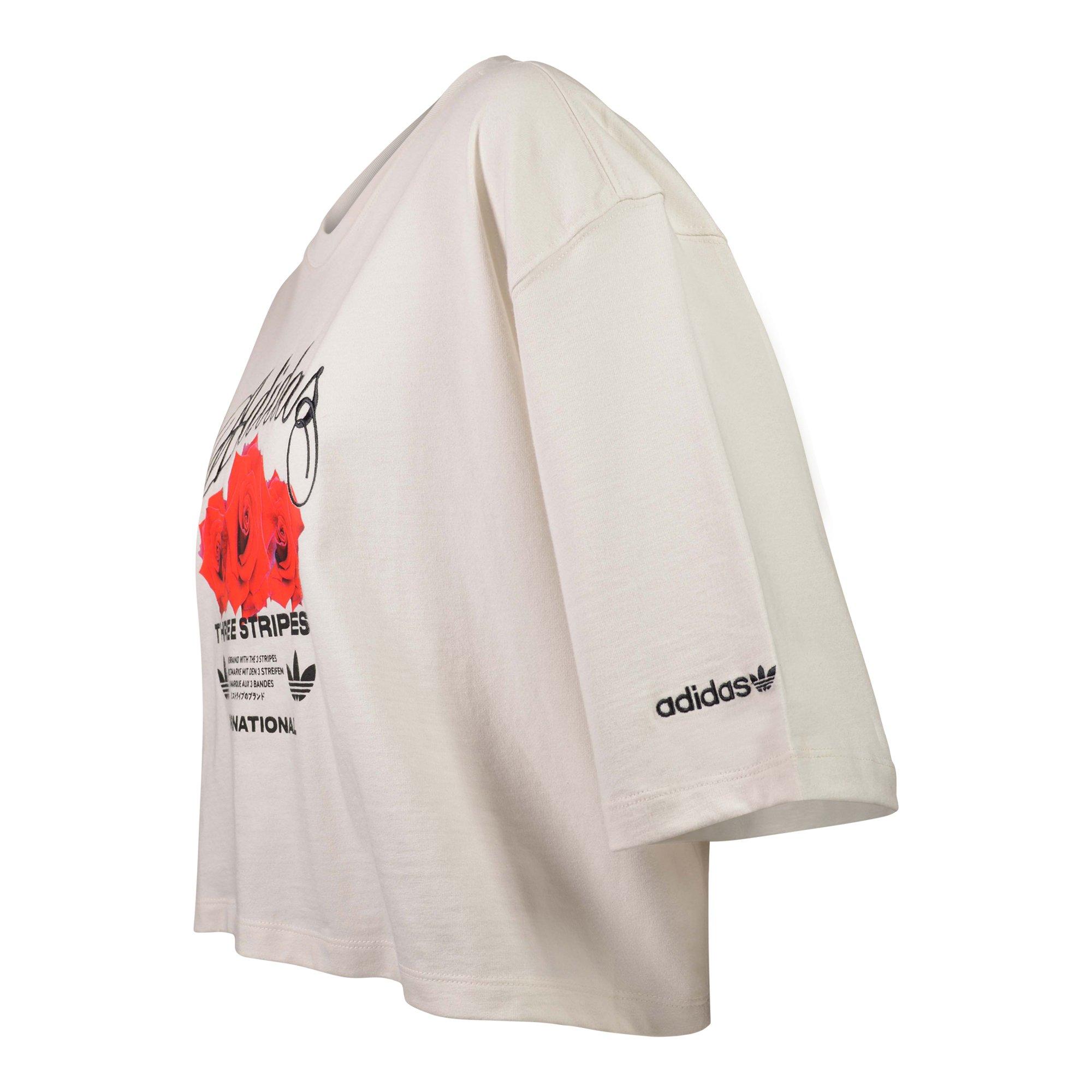 adidas Originals Women's Essentials Flower Crop Tee - WHITE Thumbnail View 3