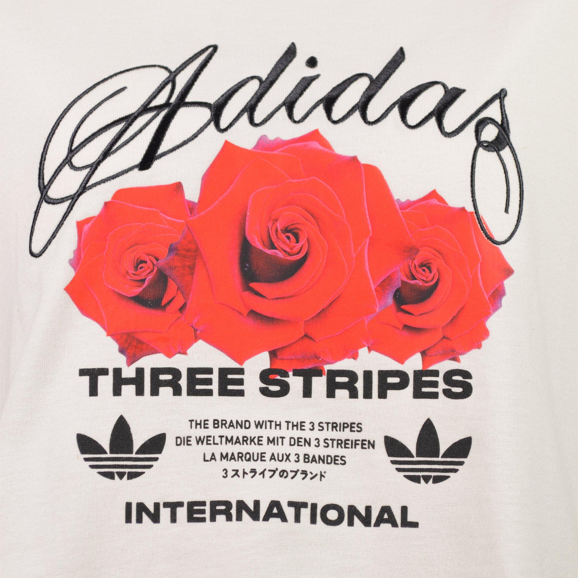 adidas Originals Women's Essentials Flower Crop Tee - WHITE Thumbnail View 4