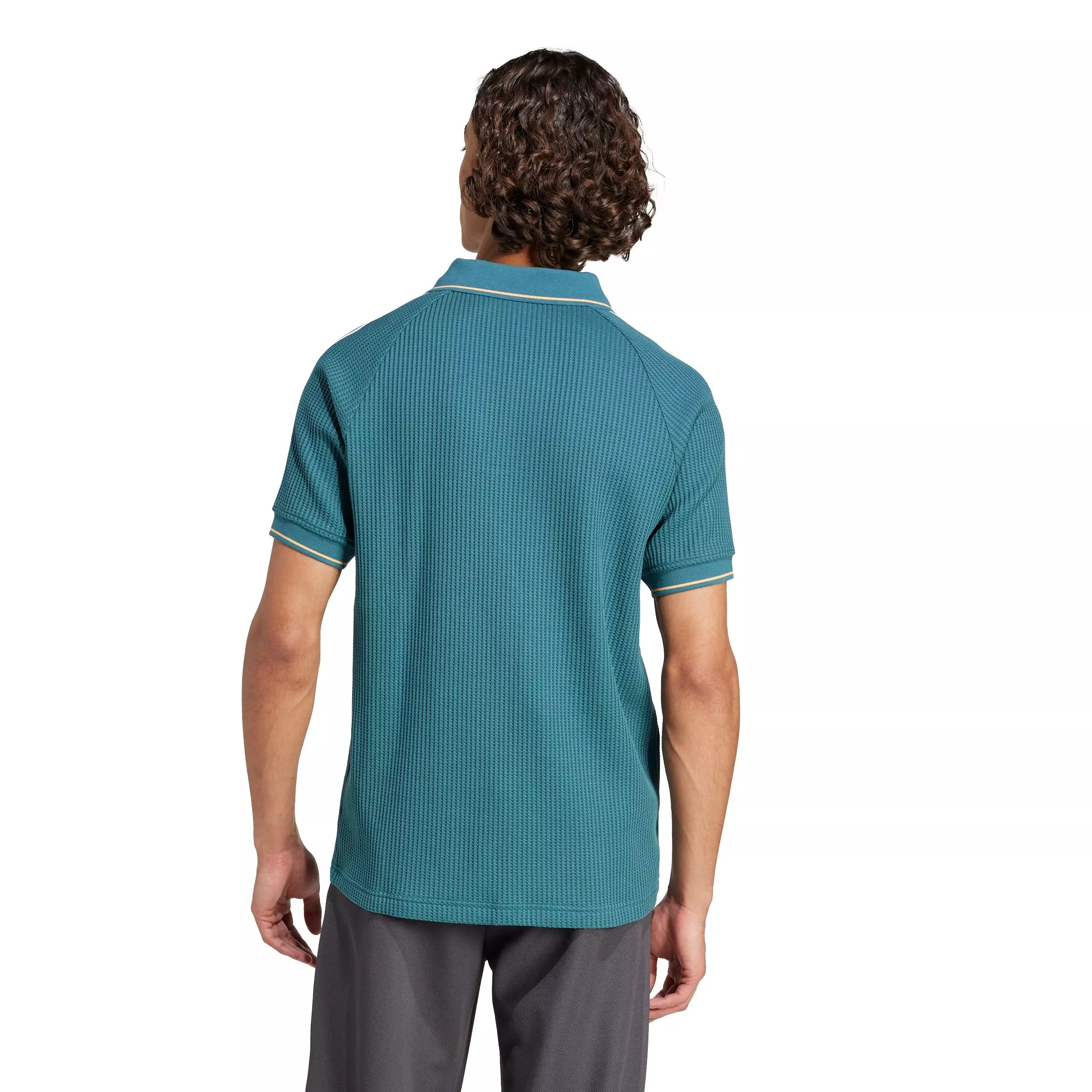 adidas Originals Men's Waffle Knit Polo Shirt - Teal - TEAL