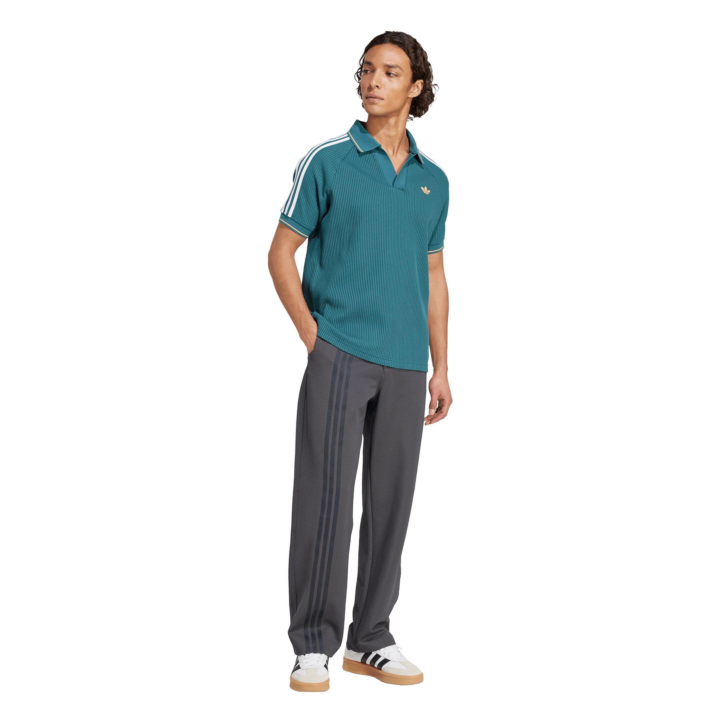 adidas Originals Men's Waffle Knit Polo Shirt - TEAL Thumbnail View 5