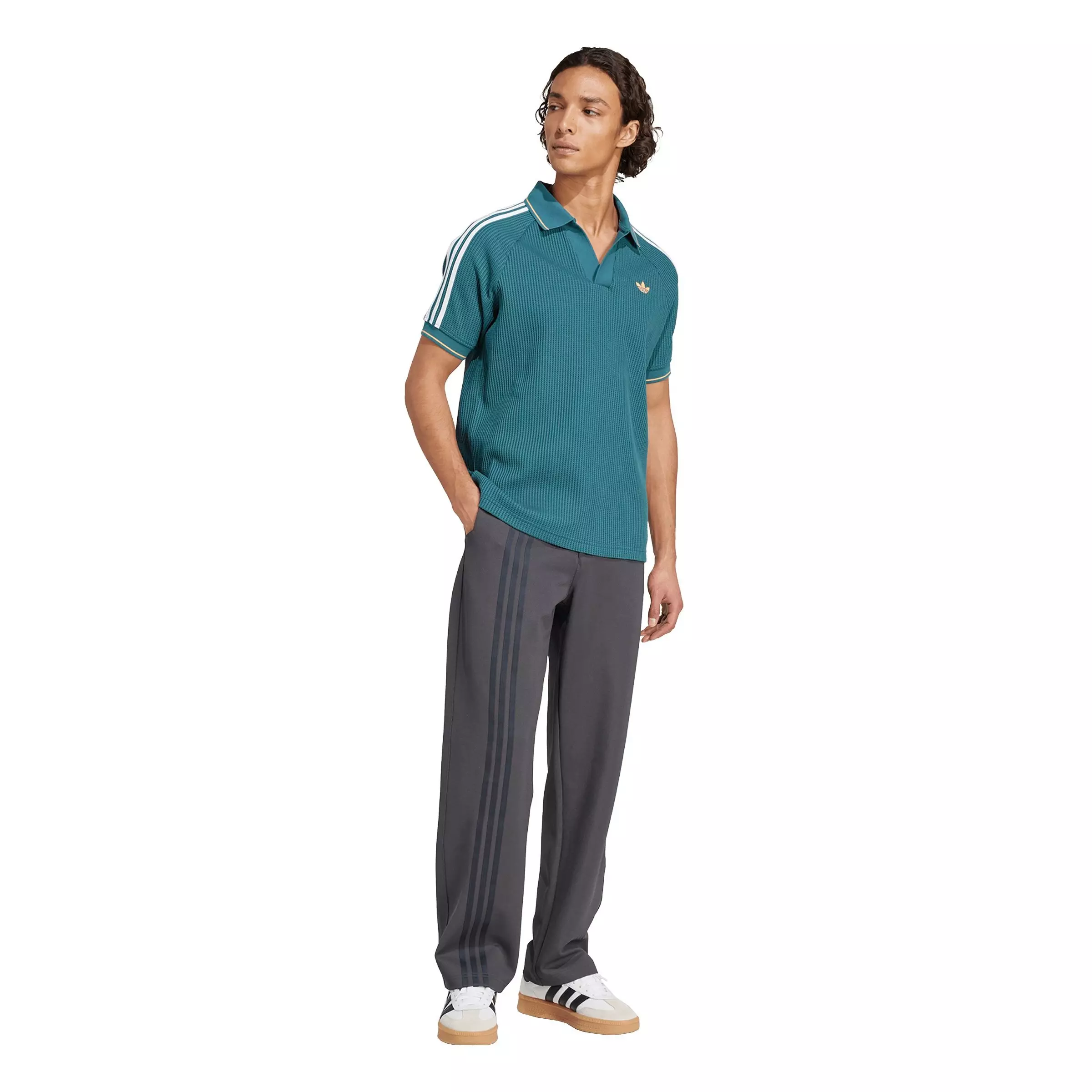 adidas Originals Men's Waffle Knit Polo Shirt - TEAL