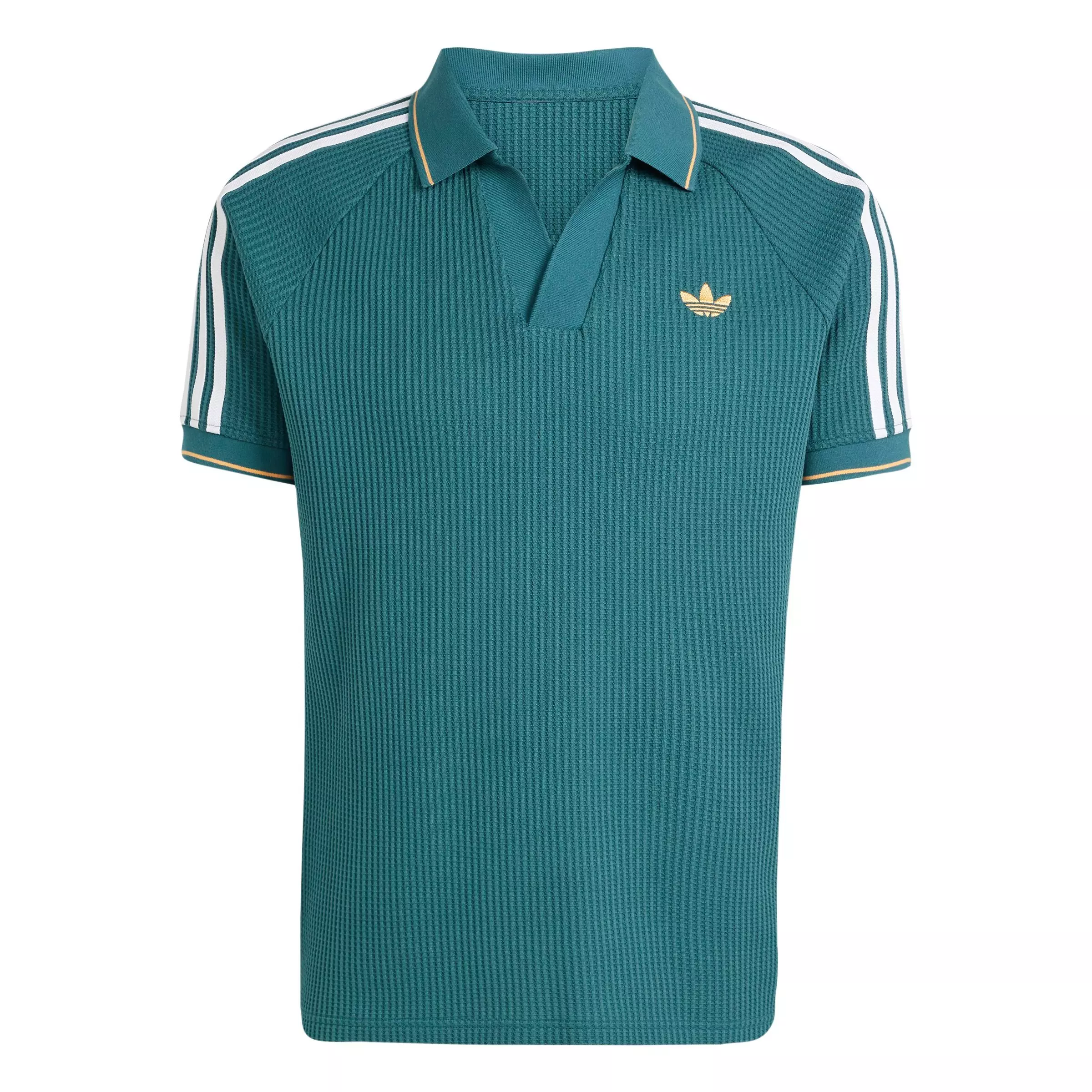 adidas Originals Men's Waffle Knit Polo Shirt - Teal - TEAL