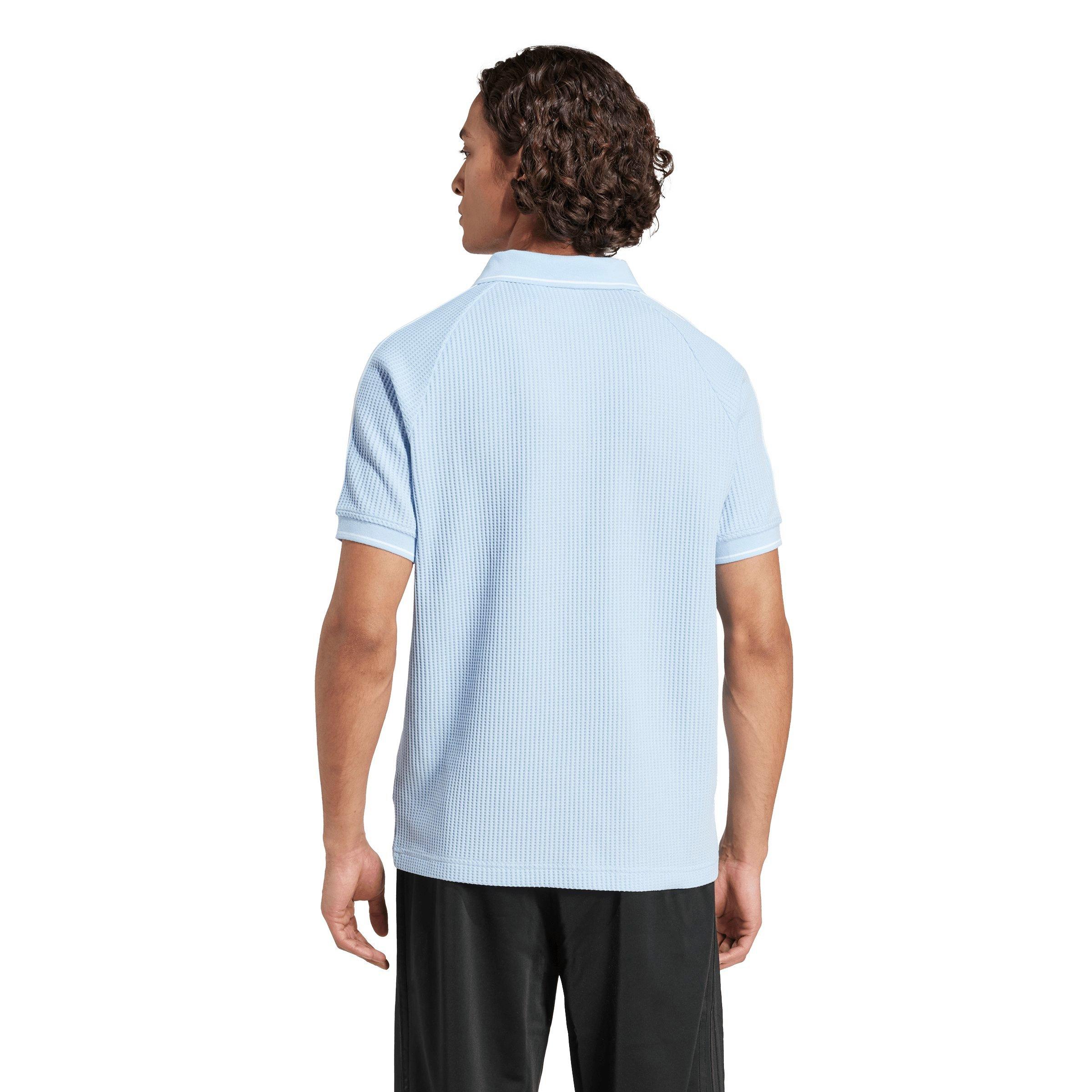 adidas Originals Men's Waffle Knit Polo Shirt - LT BLUE Thumbnail View 2