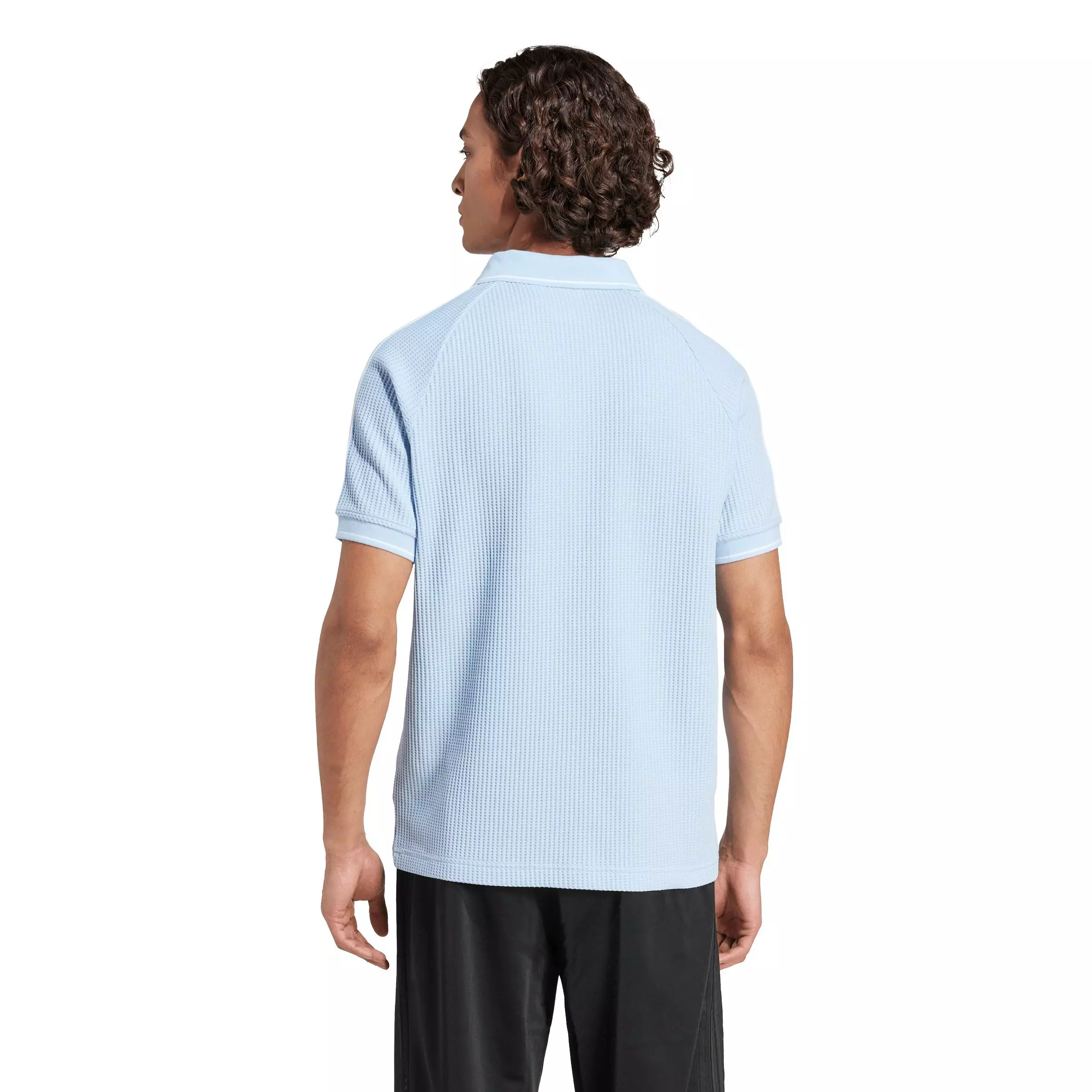 adidas Originals Men's Waffle Knit Polo Shirt - LT BLUE