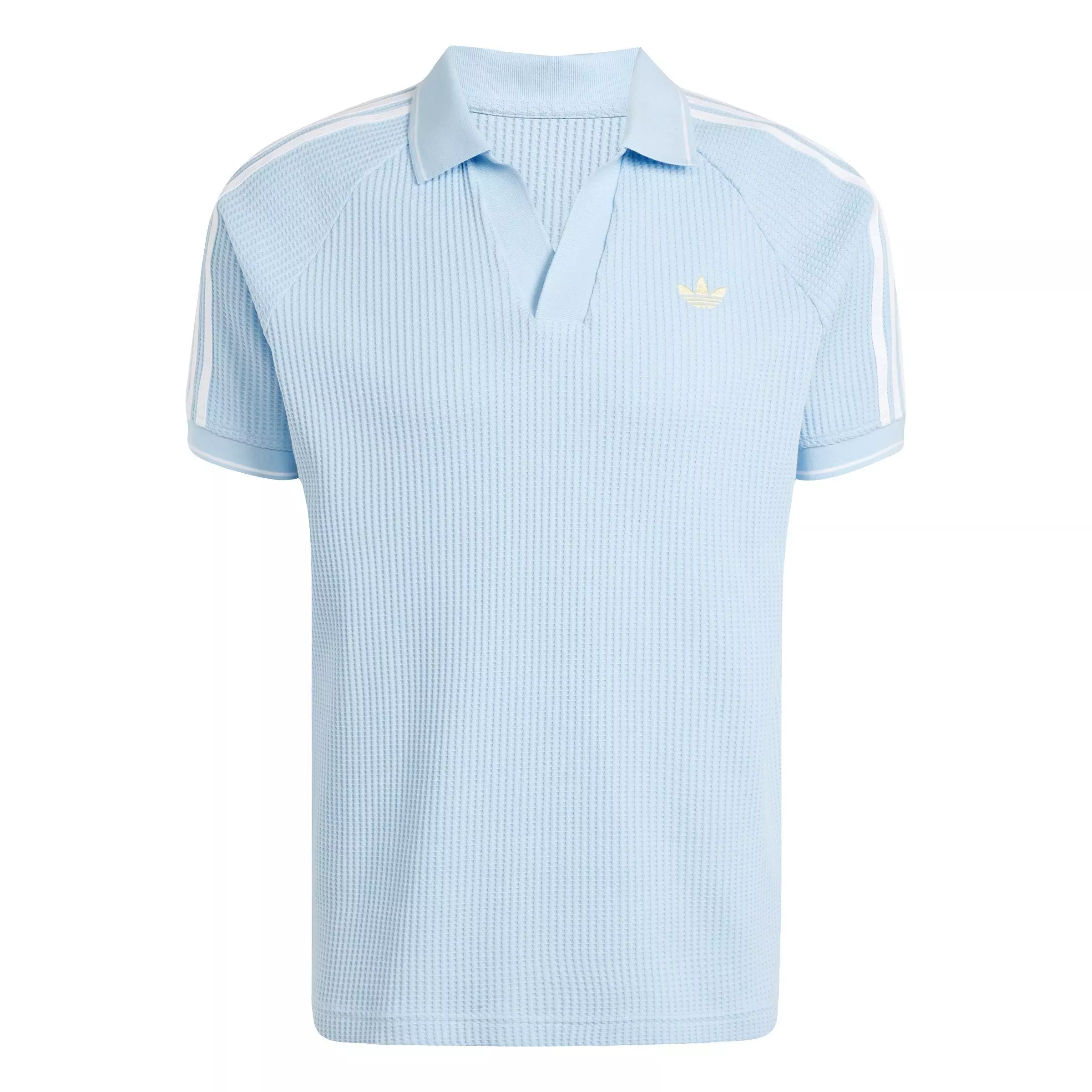 adidas Originals Men's Waffle Knit Polo Shirt - Lt Blue - LT BLUE