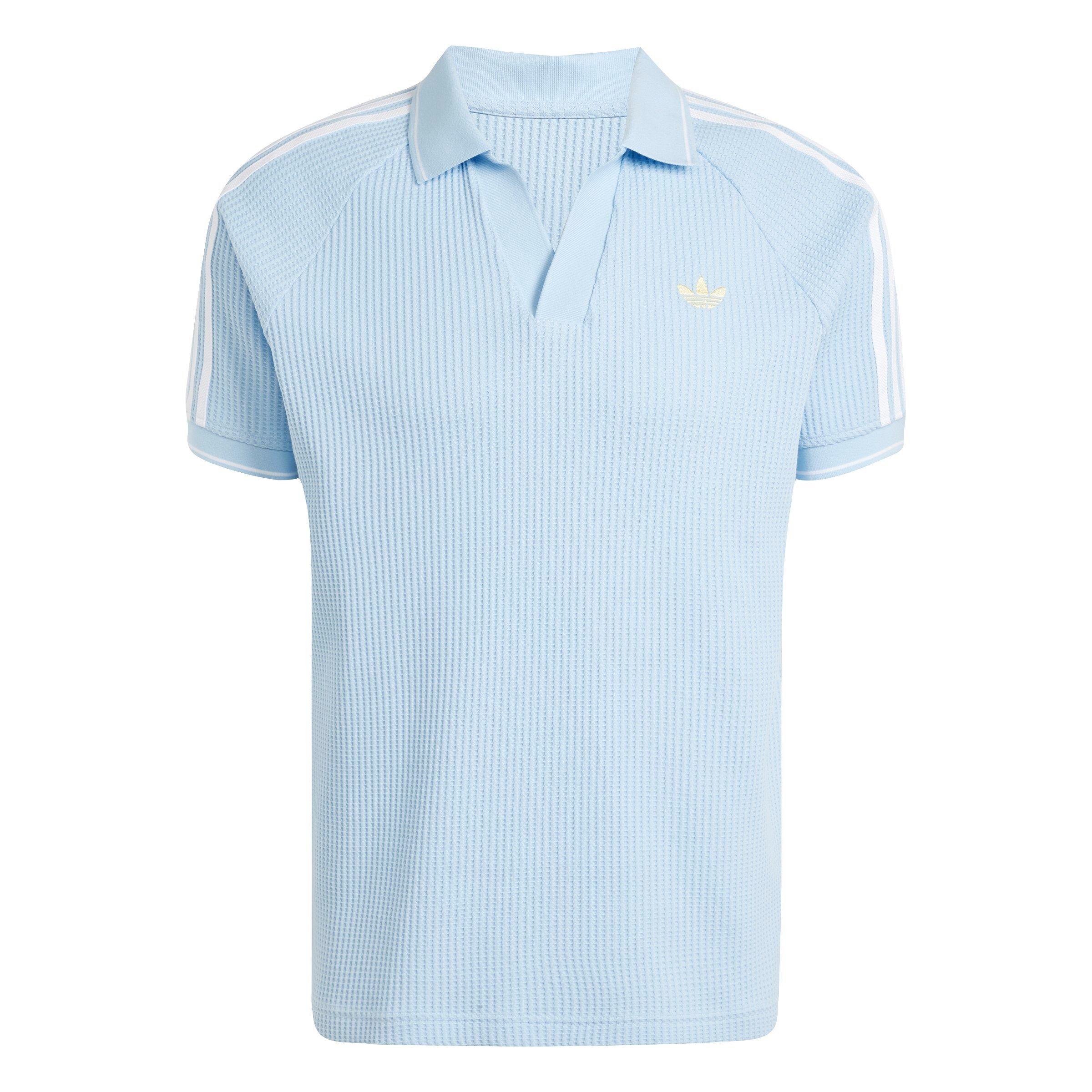 adidas Originals Men's Waffle Knit Polo Shirt - LT BLUE Thumbnail View 6