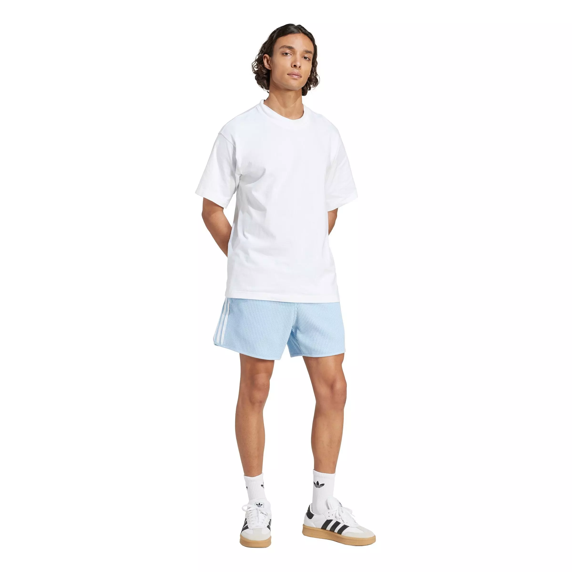 adidas Originals Men's Waffle Knit Sprinter Shorts-Lt Blue - LT BLUE