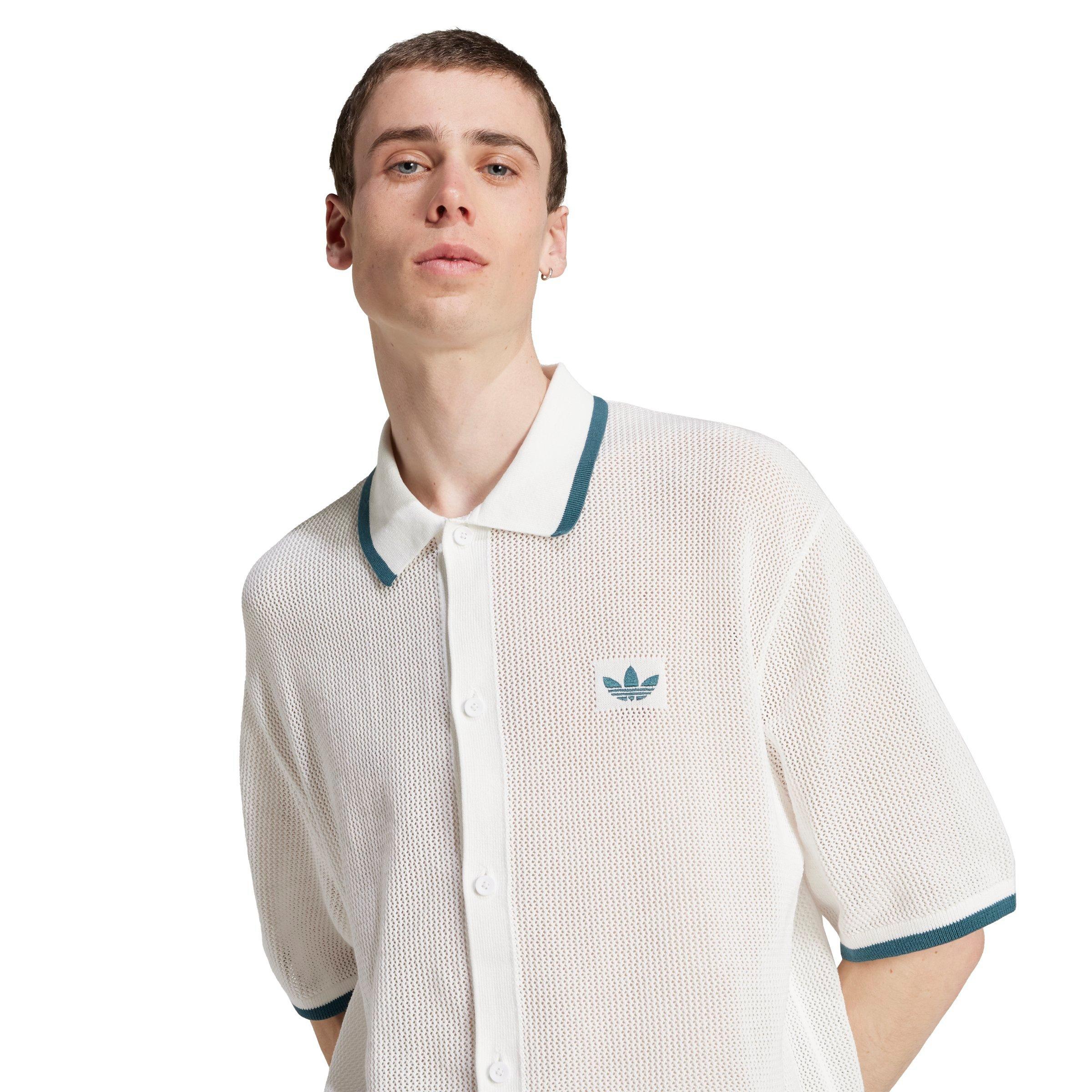 adidas Originals Men's Button Down Knitted Shirt - WHITE Thumbnail View 3