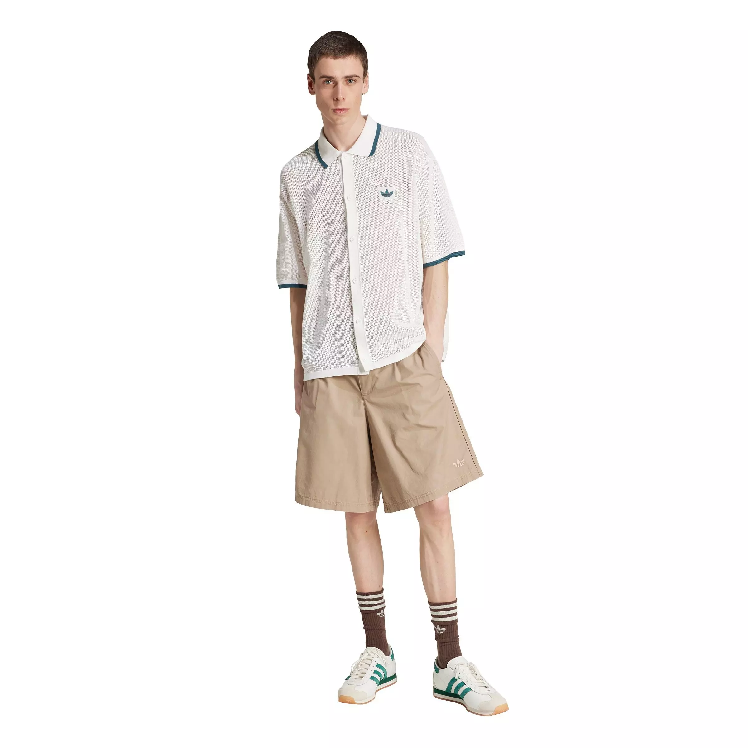 adidas Originals Men's Button Down Knitted Shirt - WHITE