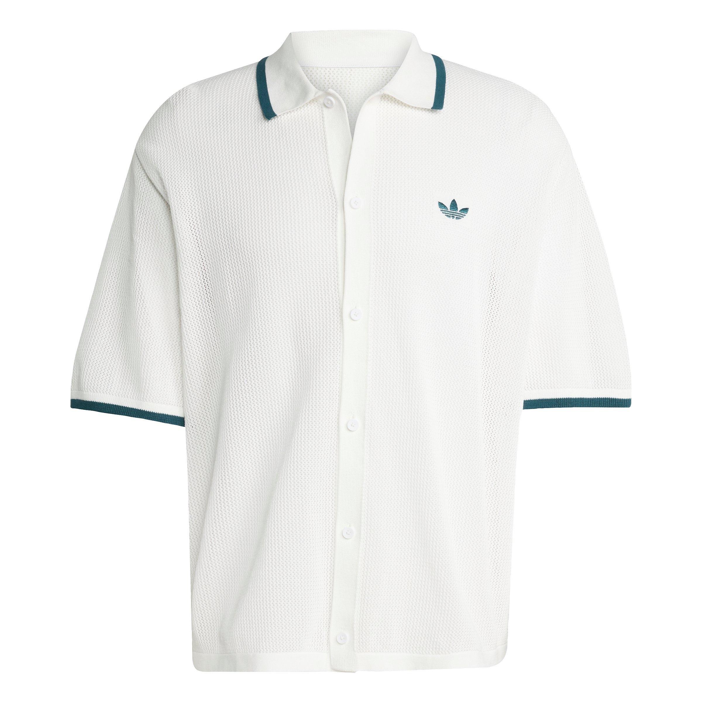 adidas Originals Men's Button Down Knitted Shirt - WHITE Thumbnail View 6