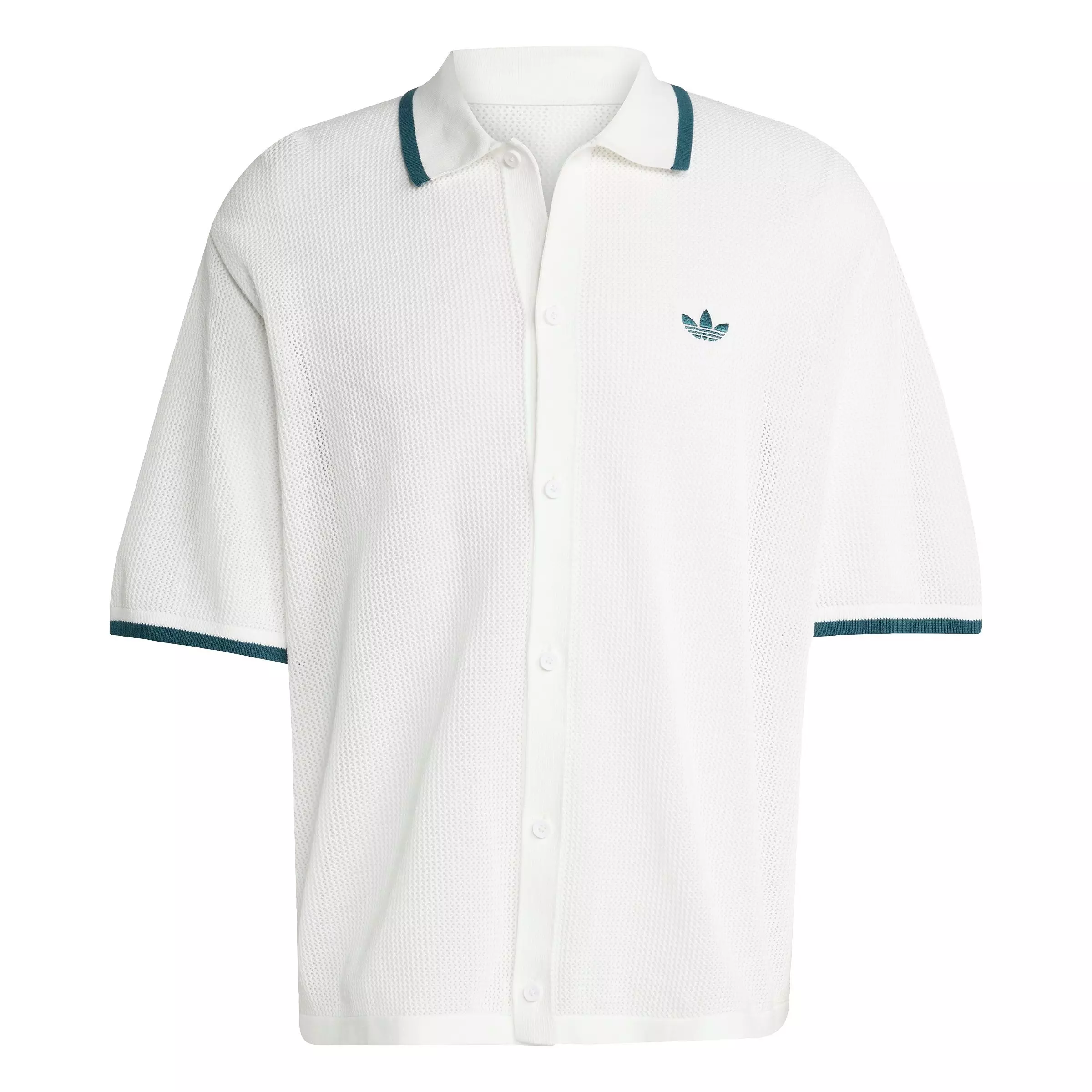 adidas Originals Men's Button Down Knitted Shirt - WHITE