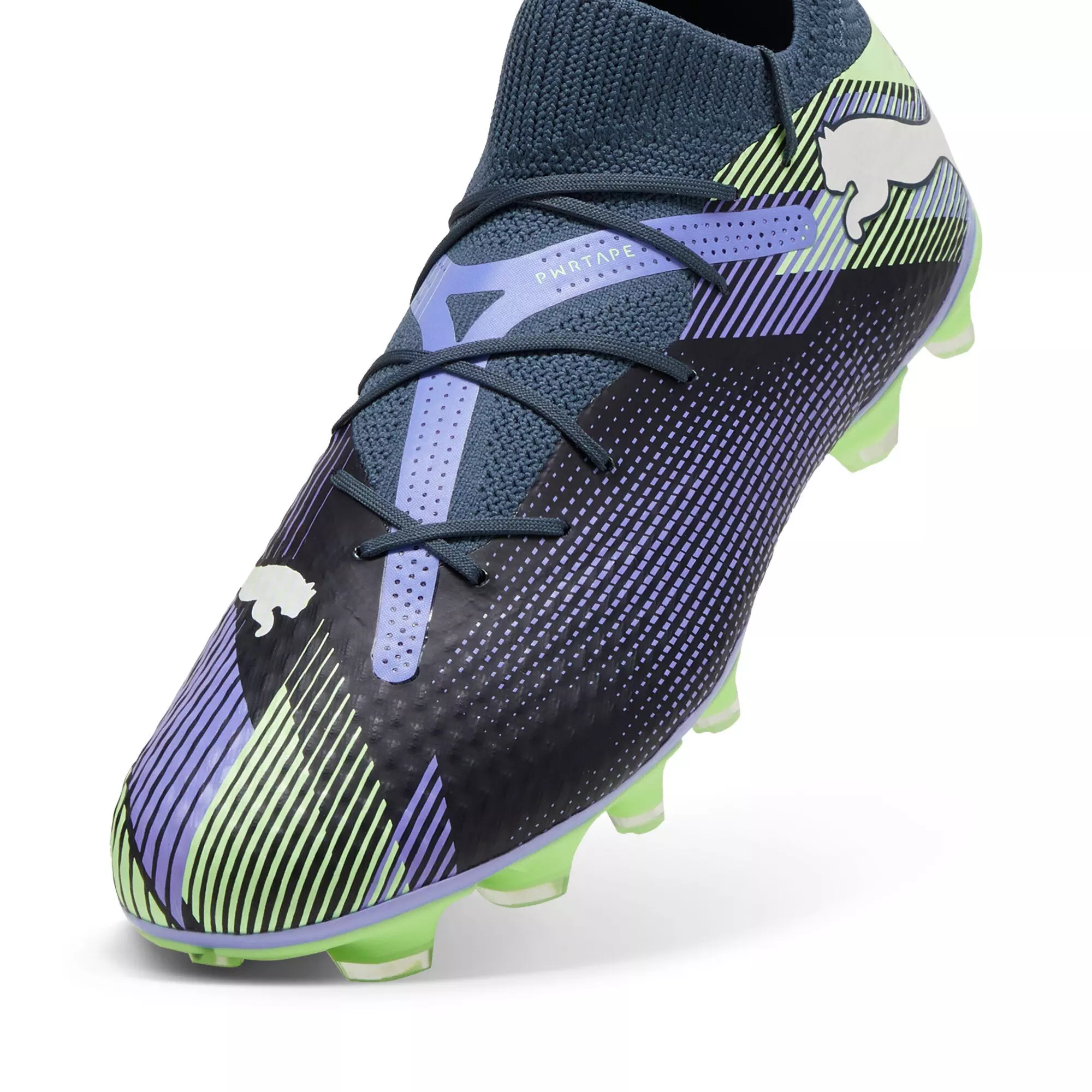 PUMA Future 7 Pro FG/AG "Grey Skies/White/Fizzy Apple" Men's Soccer Cleat - BLUE/GREEN