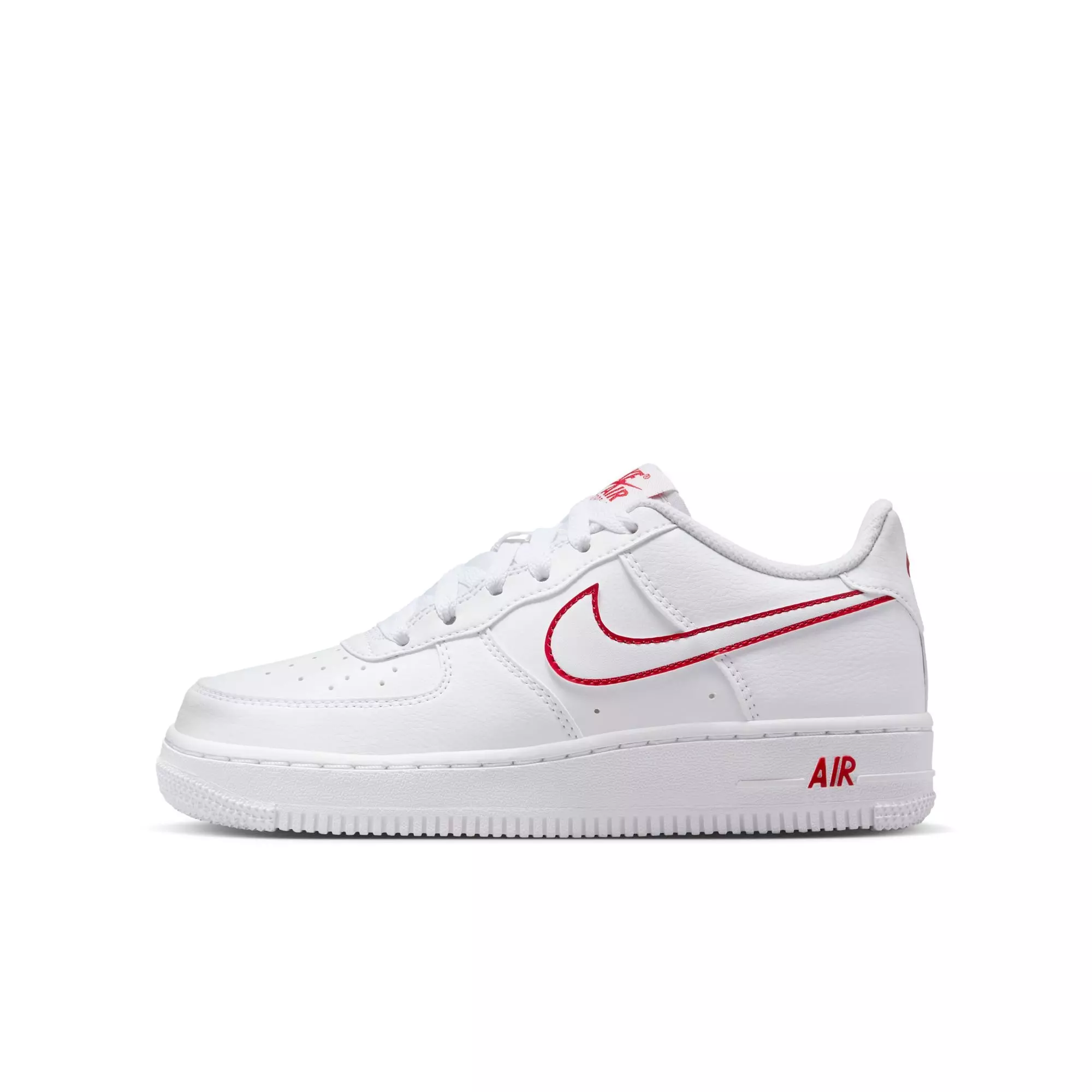 Nike Air Force 1 "White/University Red" Grade School Boys' Shoe - WHITE/RED