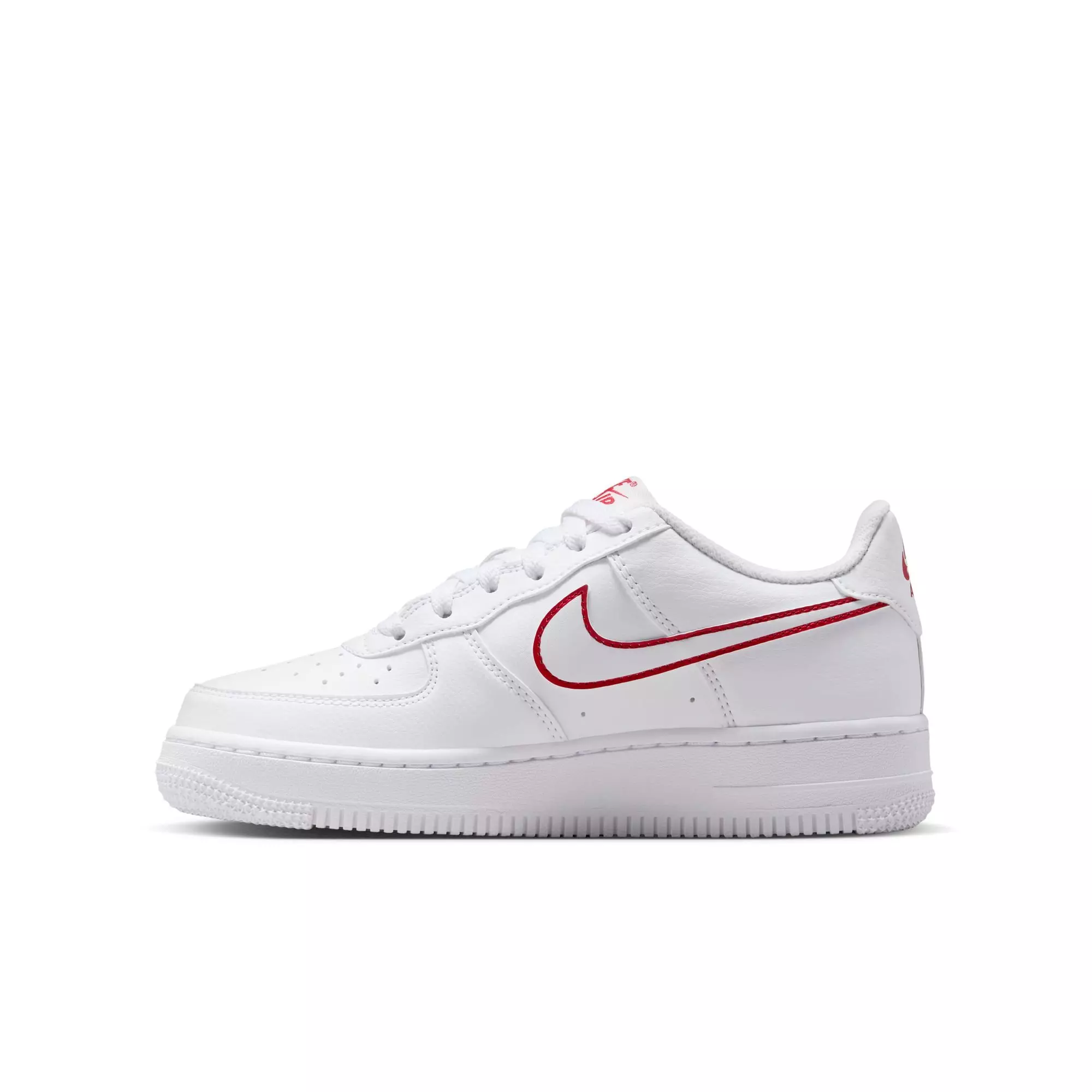 Nike Air Force 1 "White/University Red" Grade School Boys' Shoe - WHITE/RED