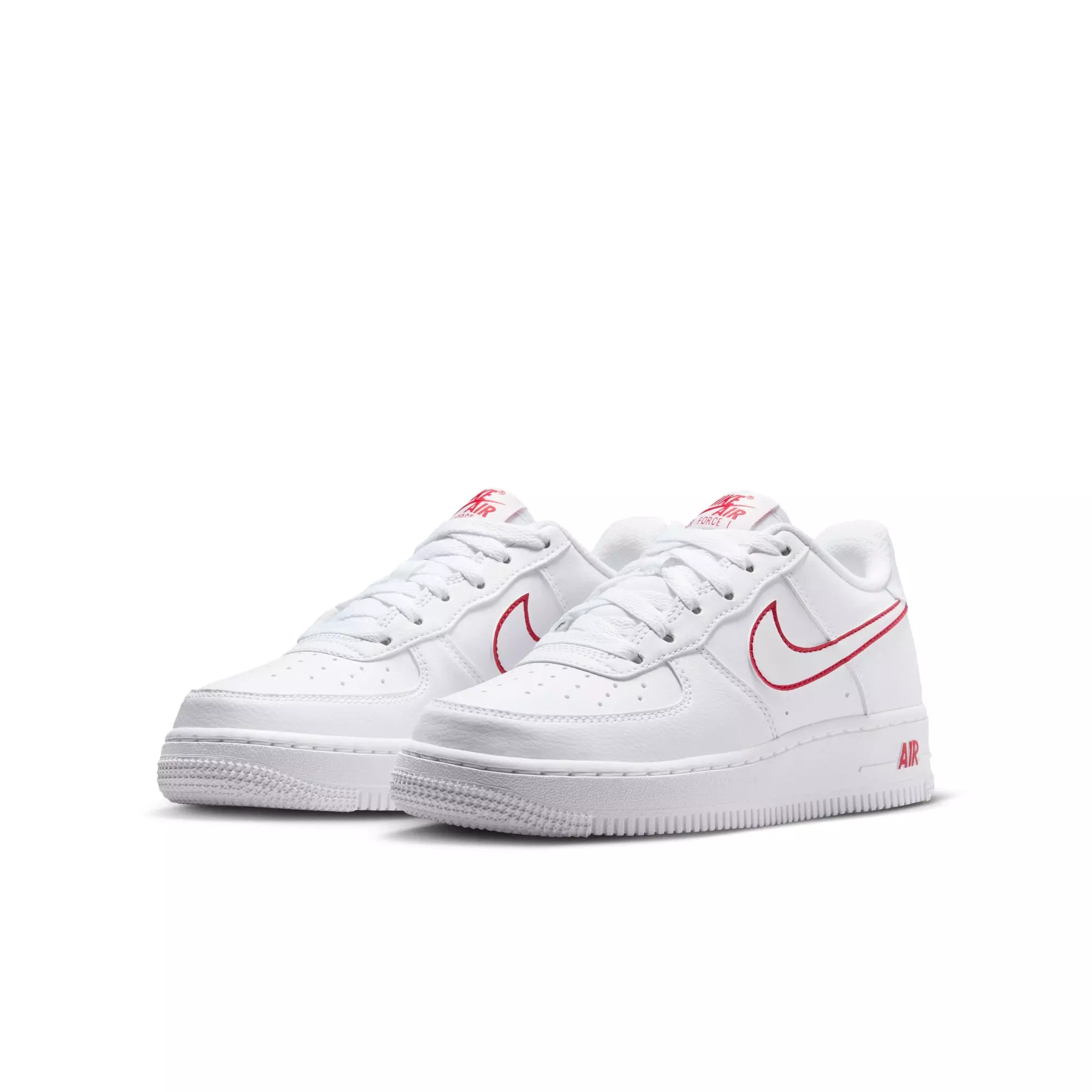 Nike Air Force 1 "White/University Red" Grade School Boys' Shoe - WHITE/RED
