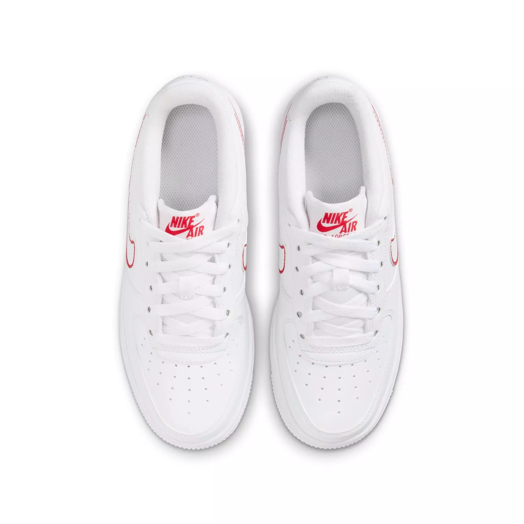 Nike Air Force 1 "White/University Red" Grade School Boys' Shoe - WHITE/RED
