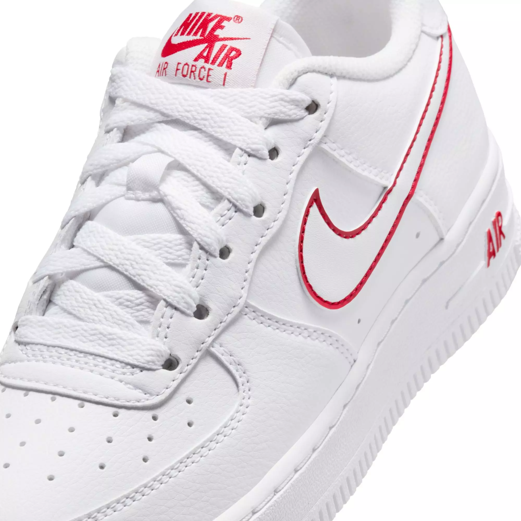 Nike Air Force 1 "White/University Red" Grade School Boys' Shoe - WHITE/RED