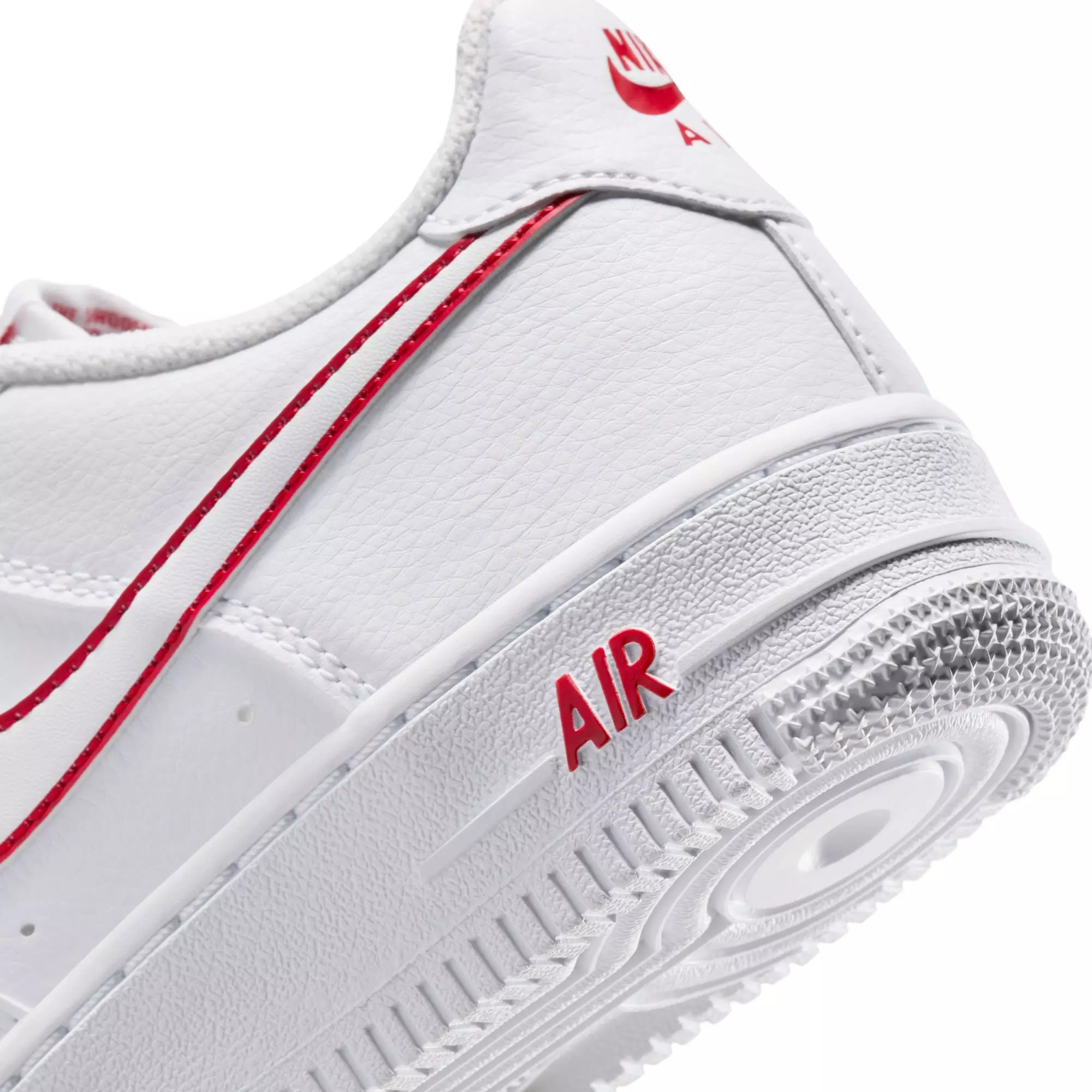 Nike Air Force 1 "White/University Red" Grade School Boys' Shoe - WHITE/RED