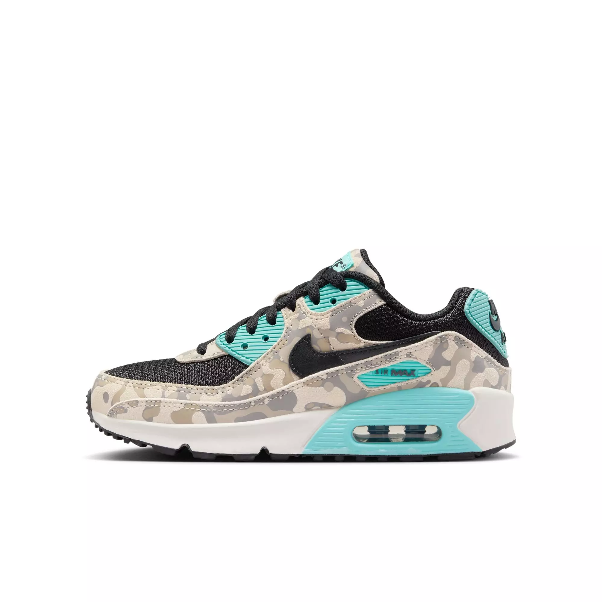 Nike Air Max 90 "Sanddrift/Black/Aurora Green/Khaki" Grade School Boys' Shoe - CAROLINA/CAMO