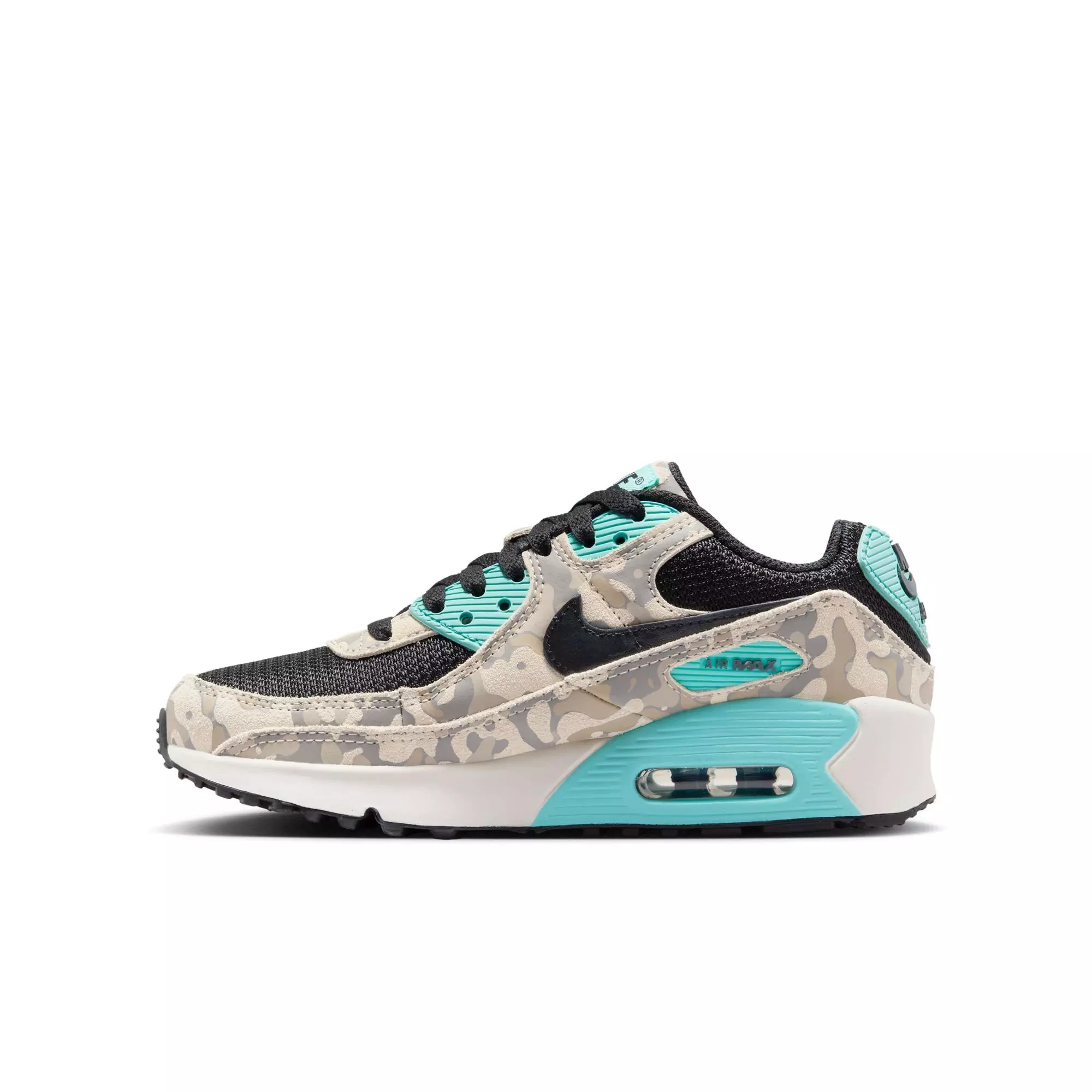 Nike Air Max 90 "Sanddrift/Black/Aurora Green/Khaki" Grade School Boys' Shoe - CAROLINA/CAMO