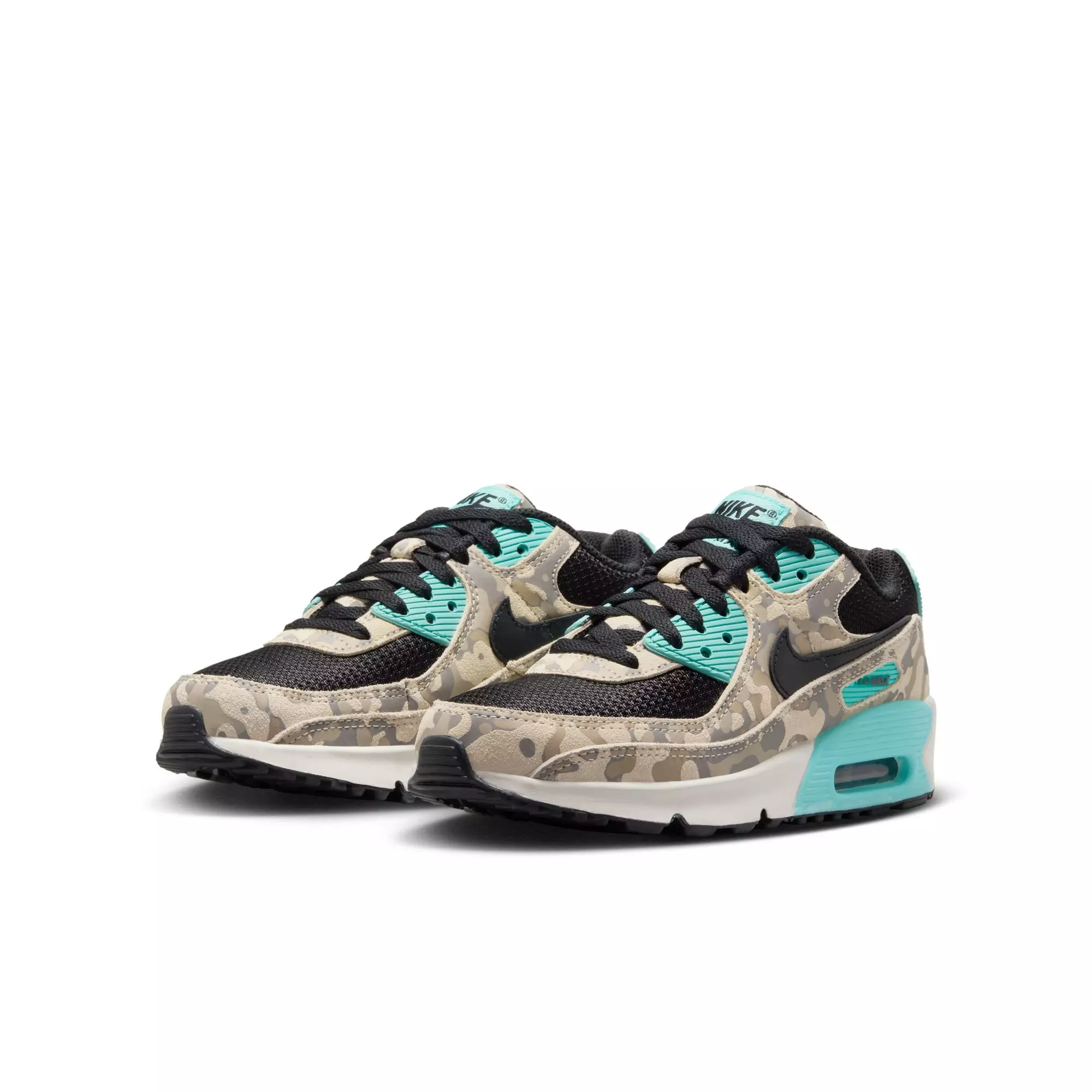 Nike Air Max 90 "Sanddrift/Black/Aurora Green/Khaki" Grade School Boys' Shoe - CAROLINA/CAMO