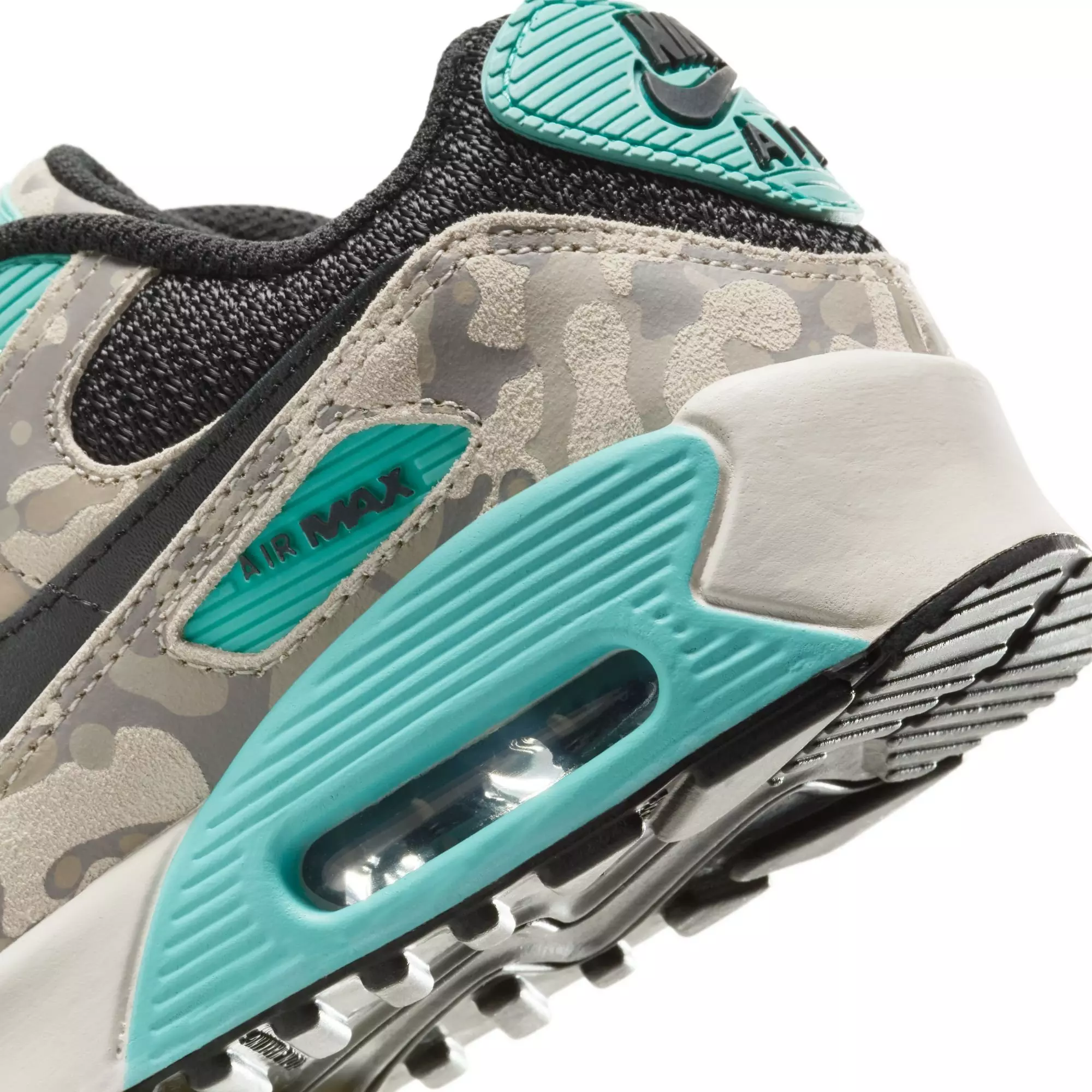 Nike Air Max 90 "Sanddrift/Black/Aurora Green/Khaki" Grade School Boys' Shoe - CAROLINA/CAMO