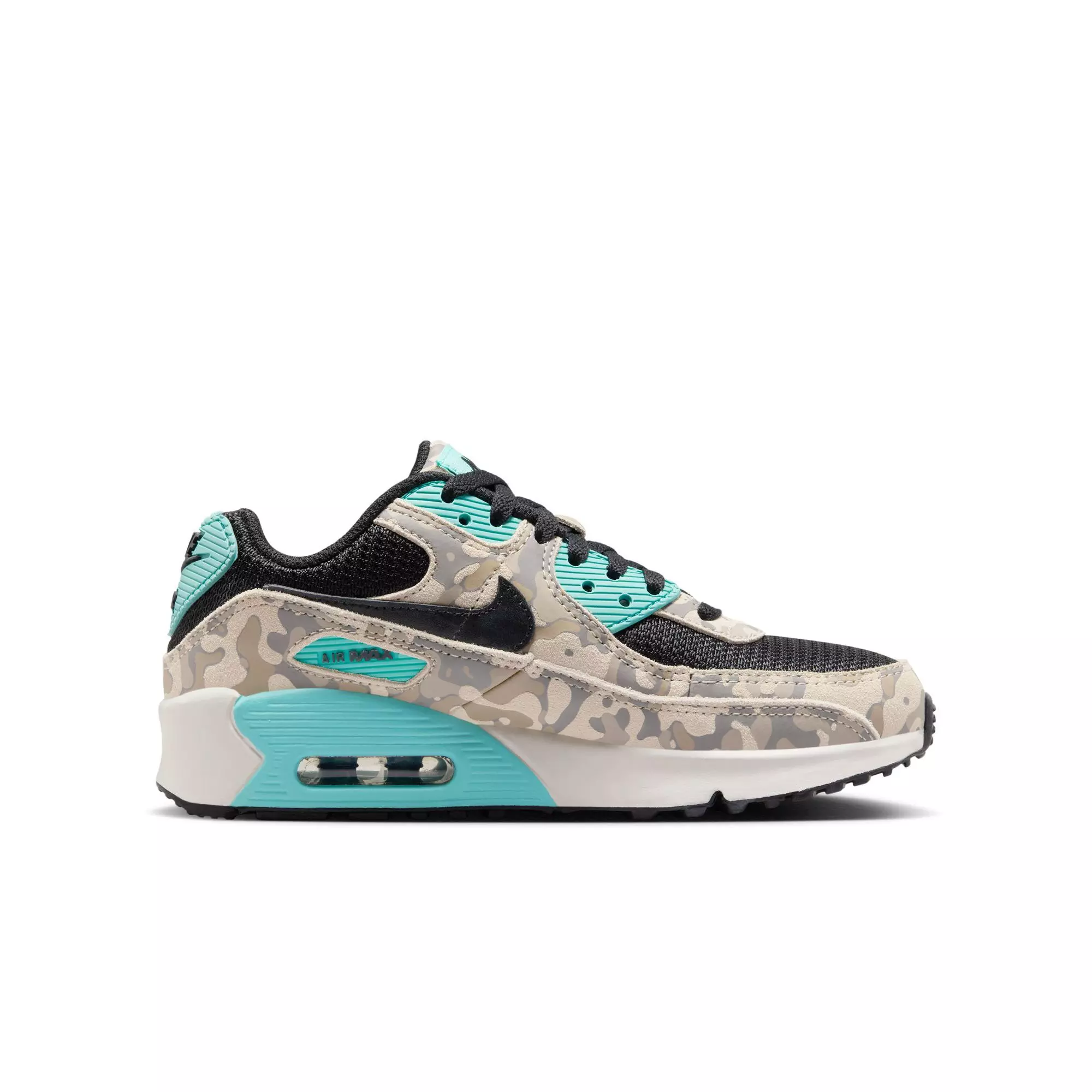 Nike Air Max 90 "Sanddrift/Black/Aurora Green/Khaki" Grade School Boys' Shoe - CAROLINA/CAMO
