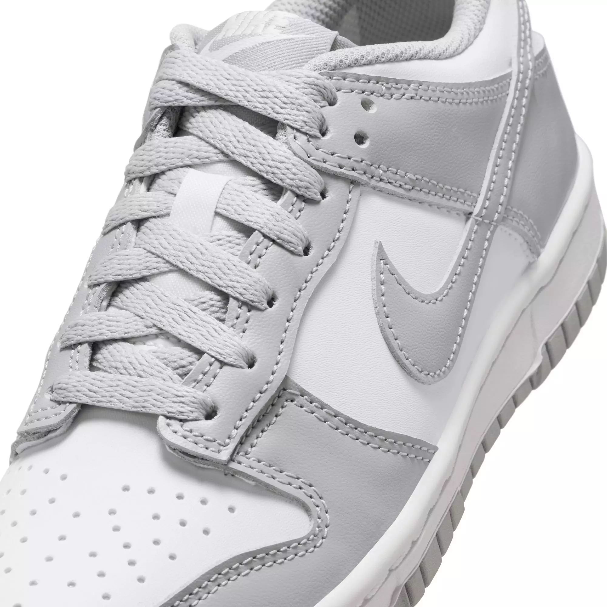 Nike Dunk Low "White/Lt Smoke Grey" Grade School Boys' Shoe - GREY/WHITE