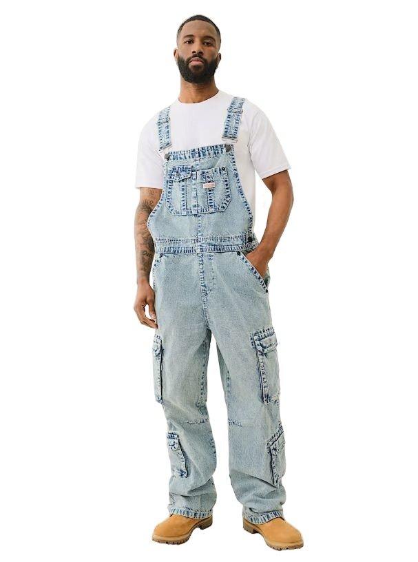 True Religion Men's Double Cargo Big T Overalls - BLUE Thumbnail View 1