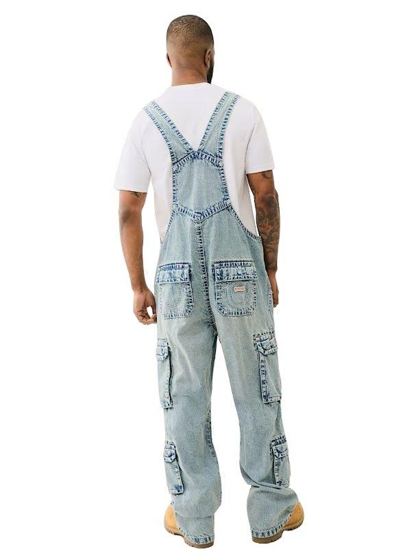 True Religion Men's Double Cargo Big T Overalls - BLUE Thumbnail View 2