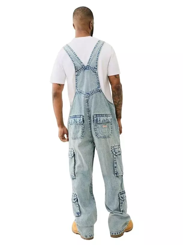 True Religion Men's Double Cargo Big T Overalls - BLUE