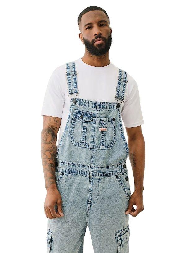 True Religion Men's Double Cargo Big T Overalls - BLUE Thumbnail View 3