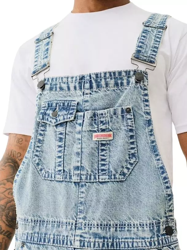 True Religion Men's Double Cargo Big T Overalls - BLUE