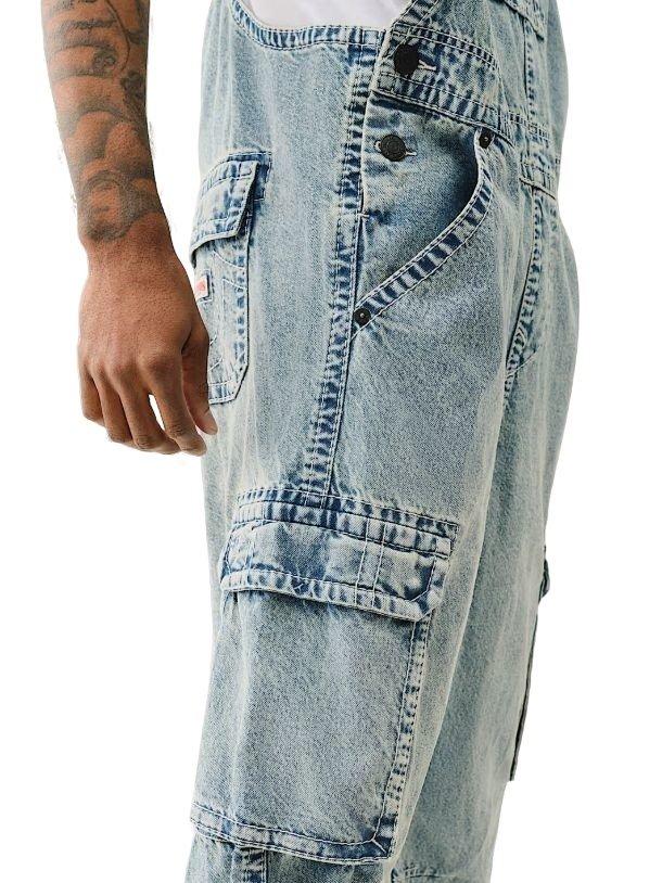 True Religion Men's Double Cargo Big T Overalls - BLUE Thumbnail View 6