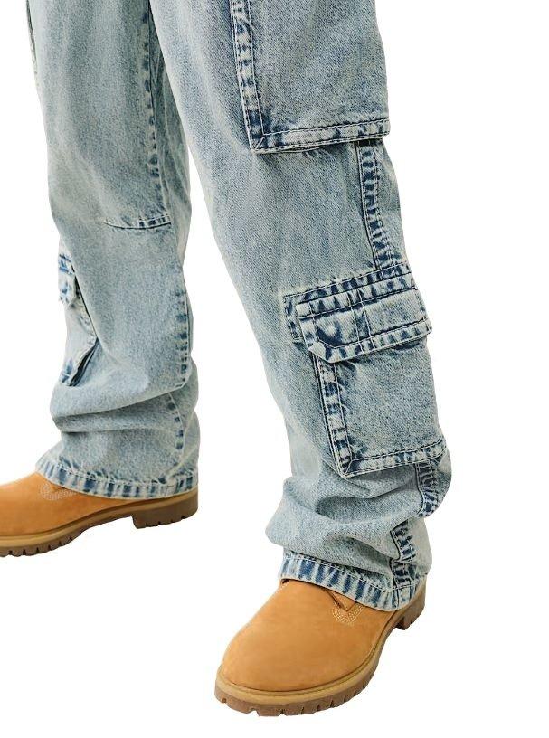 True Religion Men's Double Cargo Big T Overalls - BLUE Thumbnail View 7