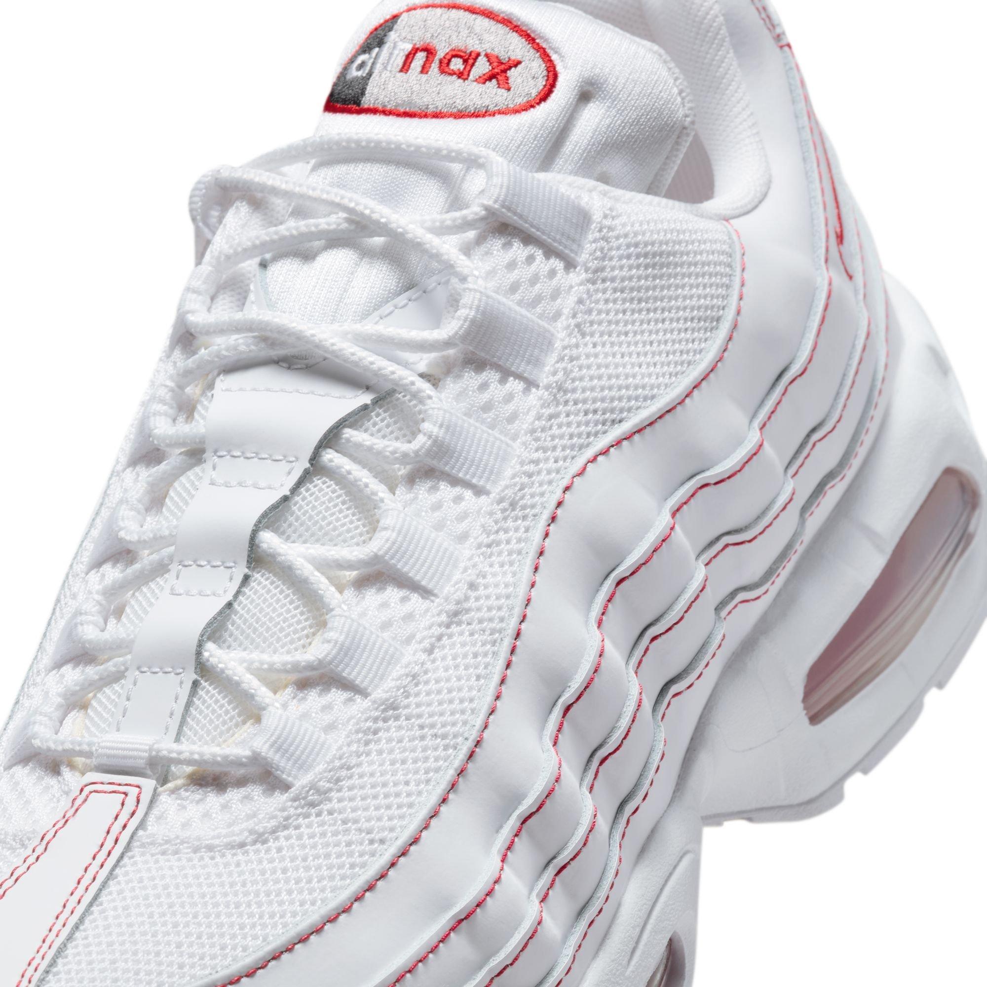 White Leather Mesh Air Max 95 OG Sneakers | Hibbett
