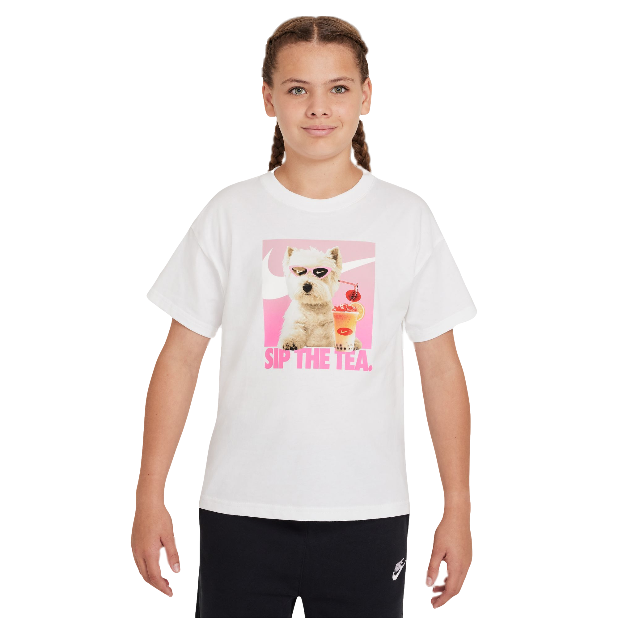 Nike Big Girls' Sportswear Futura Graphic Tee-White - WHITE Thumbnail View 1
