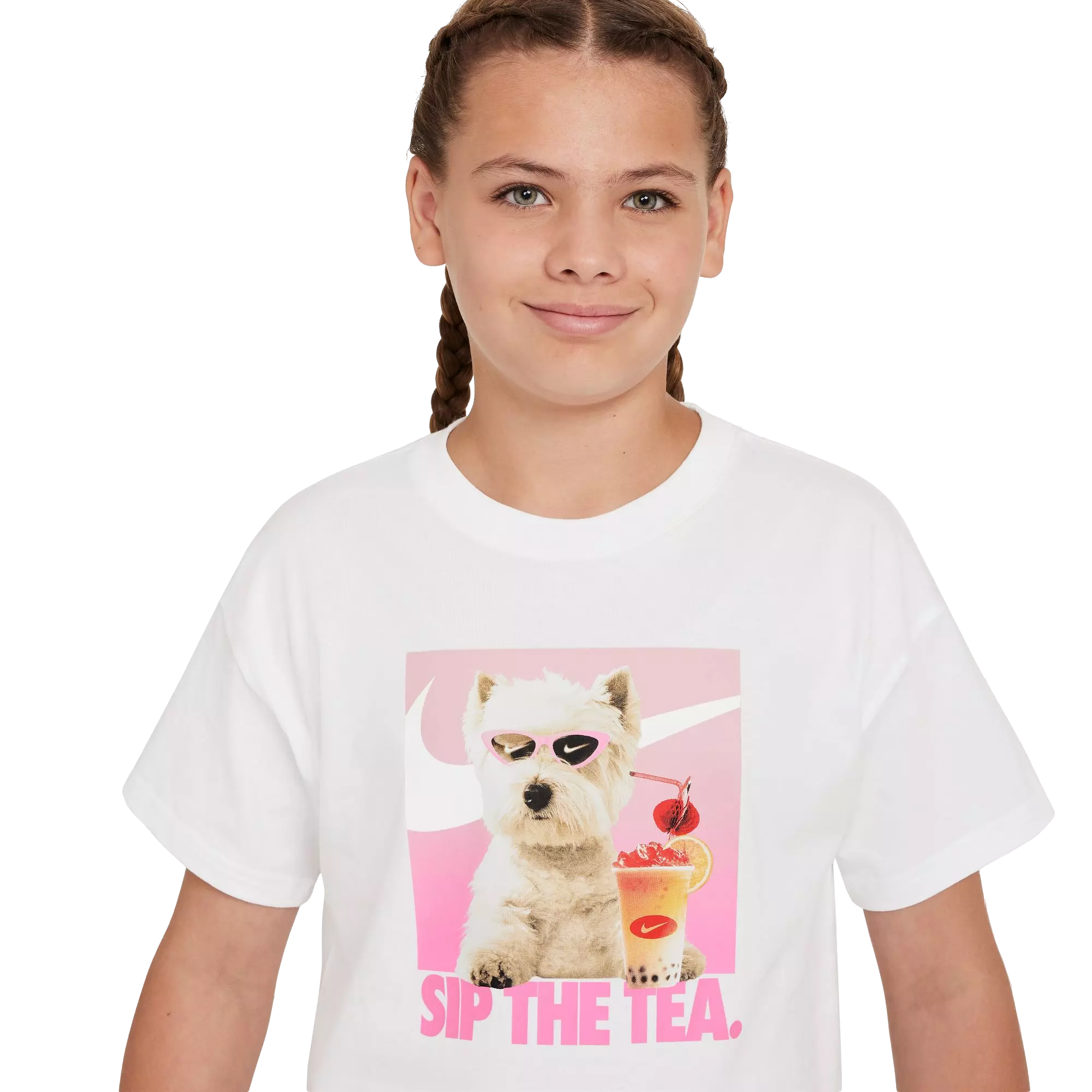 Nike Big Girls' Sportswear Tee-White - WHITE