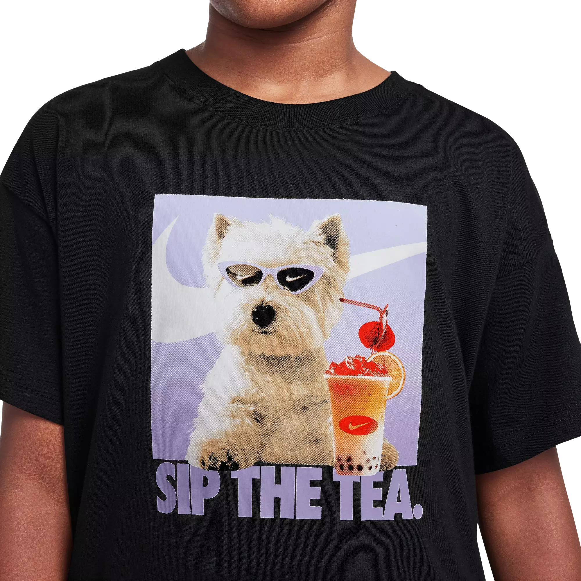 Nike Big Girls' Sportswear Sip the Tea T-Shirt - Black - BLACK