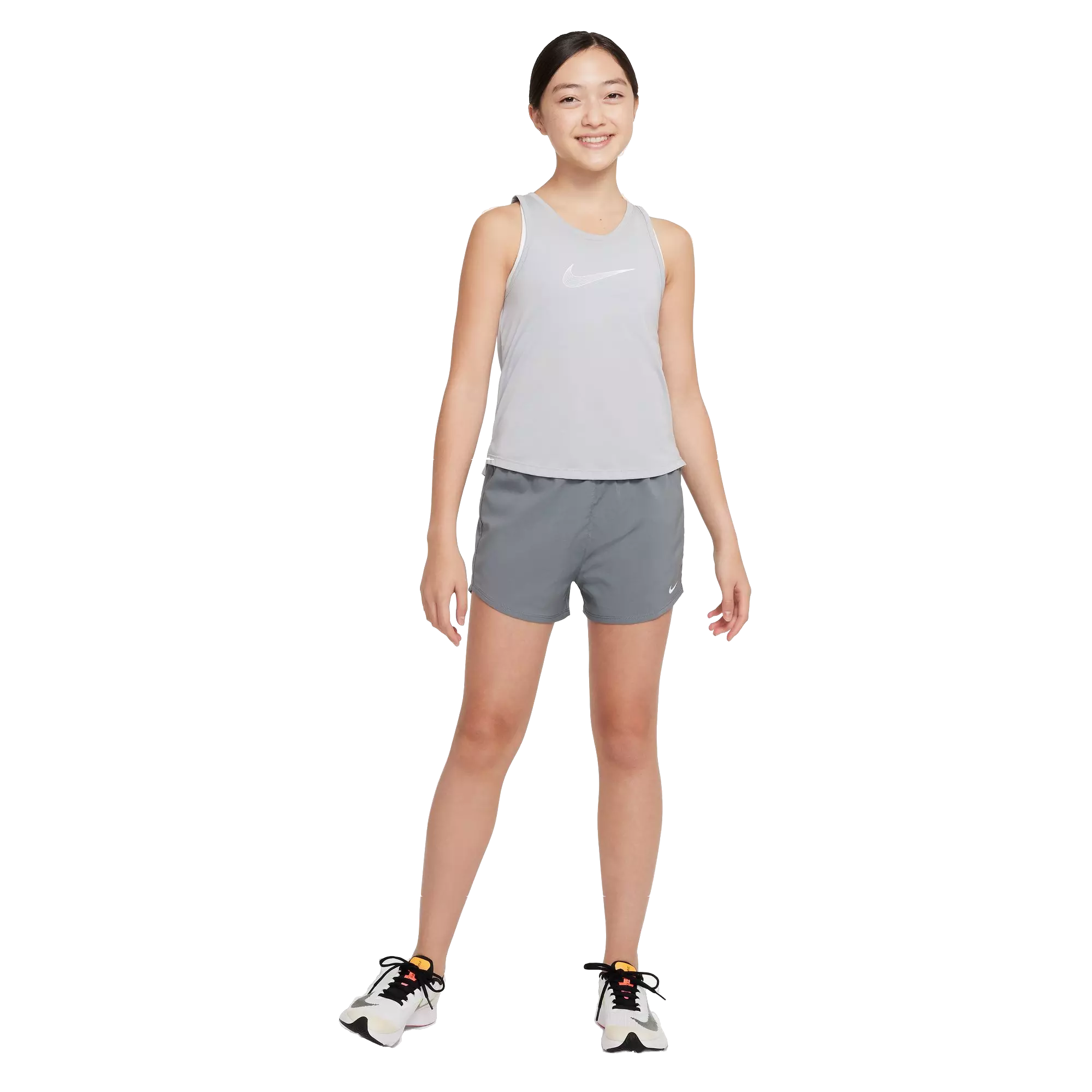 Nike Big Girls' Dri-FIT High-Waisted Woven Training Shorts - Grey - GREY