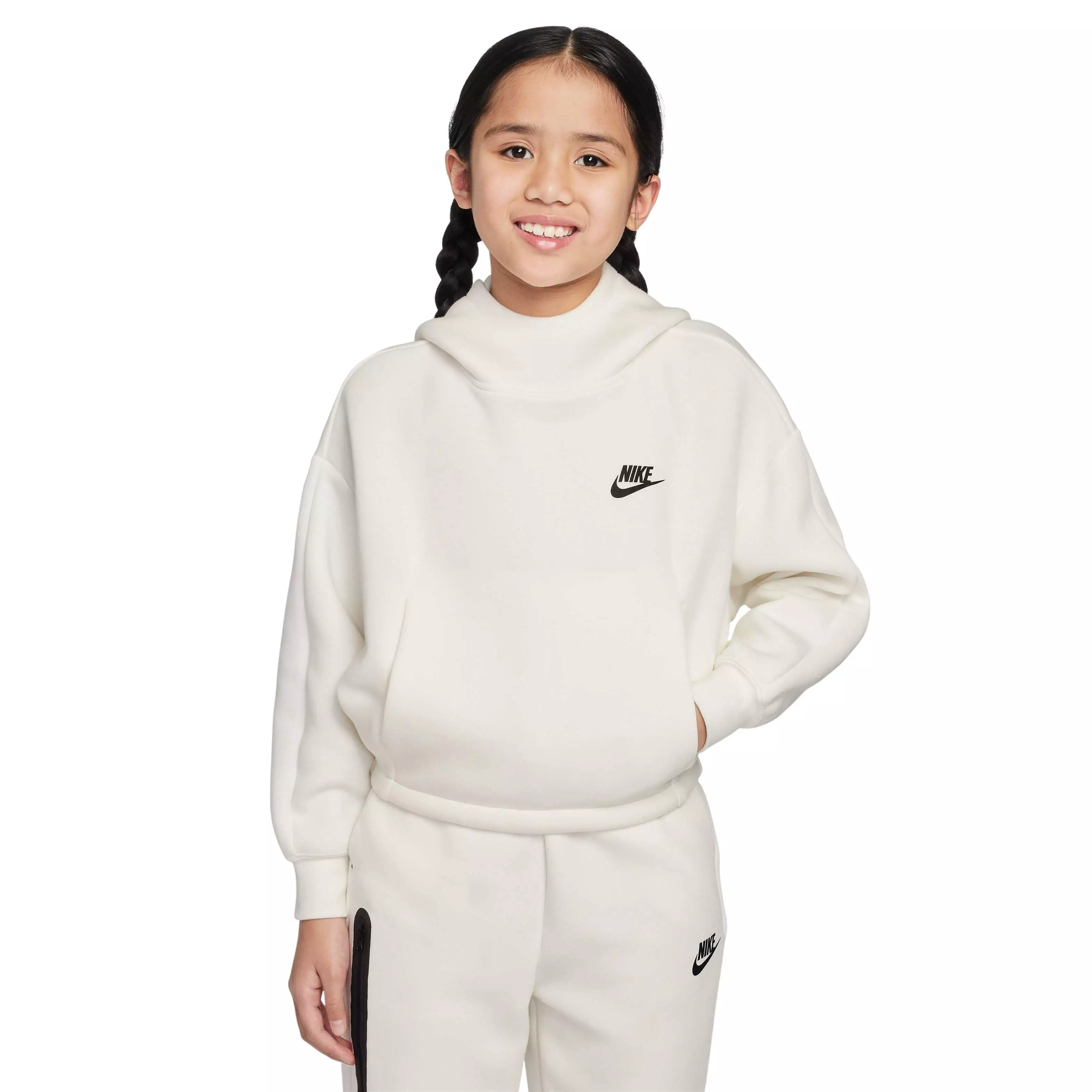 Nike Big Girls' Sportswear Tech Fleece Oversized Hoodie - WHITE