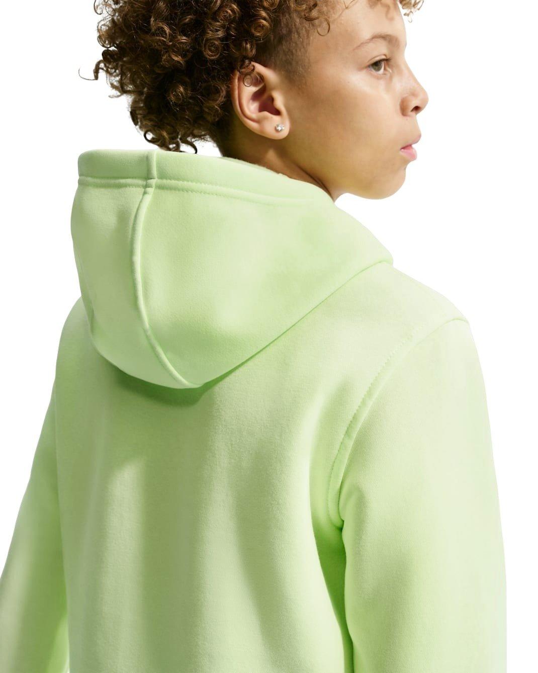 Nike Big Kids' Sportswear Club Fleece Pullover Hoodie - Lime Green - LIME GREEN Thumbnail View 4