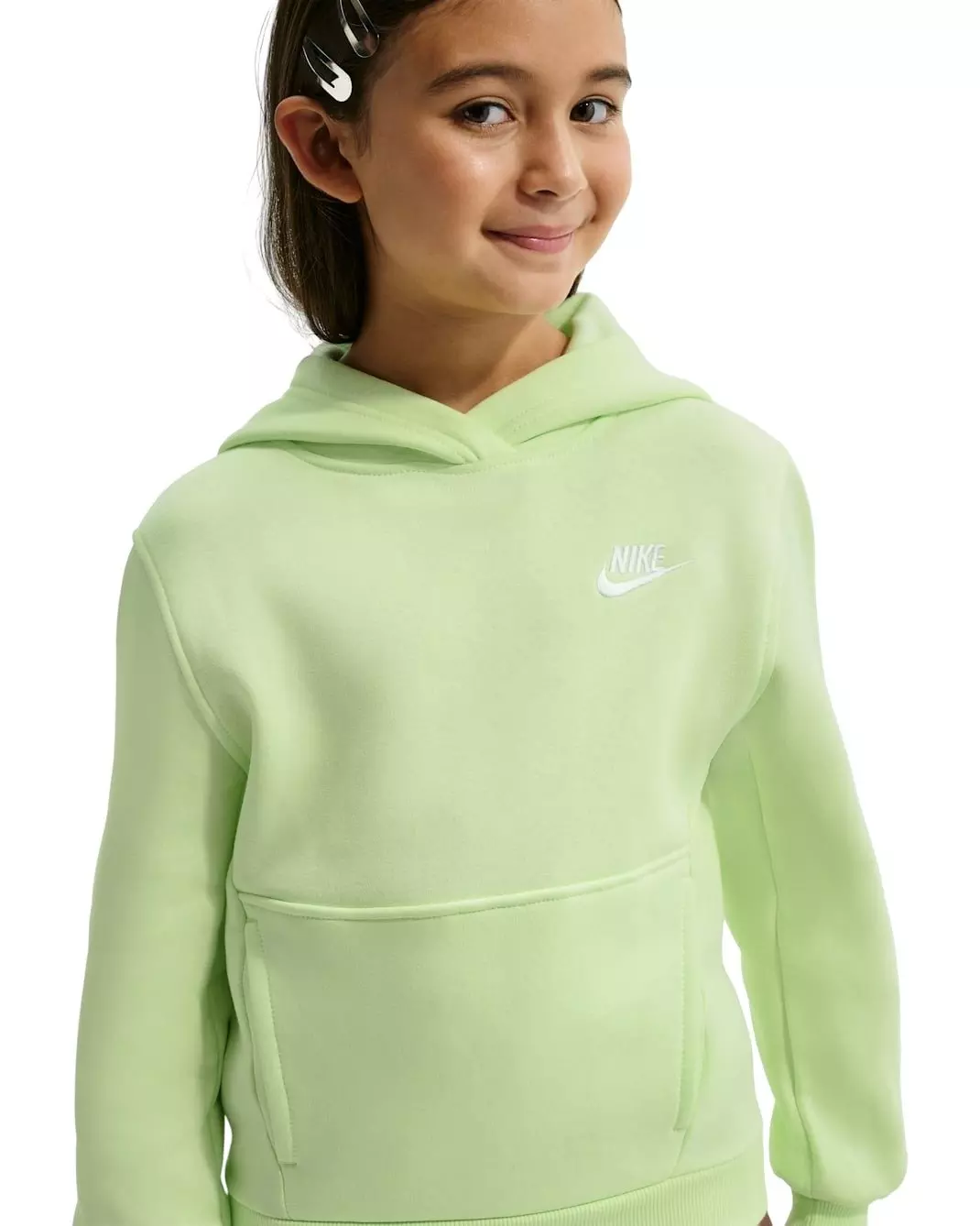Nike Big Kids' Sportswear Club Fleece Pullover Hoodie - Lime Green - LIME GREEN